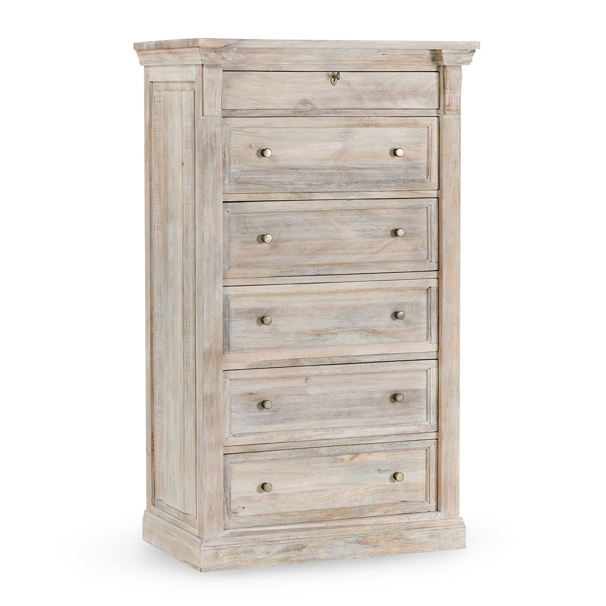 Wood 6Dwr Chest Natural White Wash