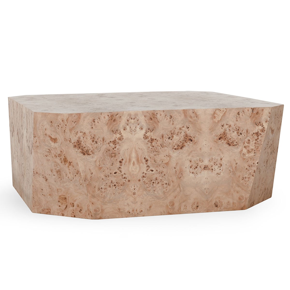 Burl Wood 42" Square Coffee Table Natural