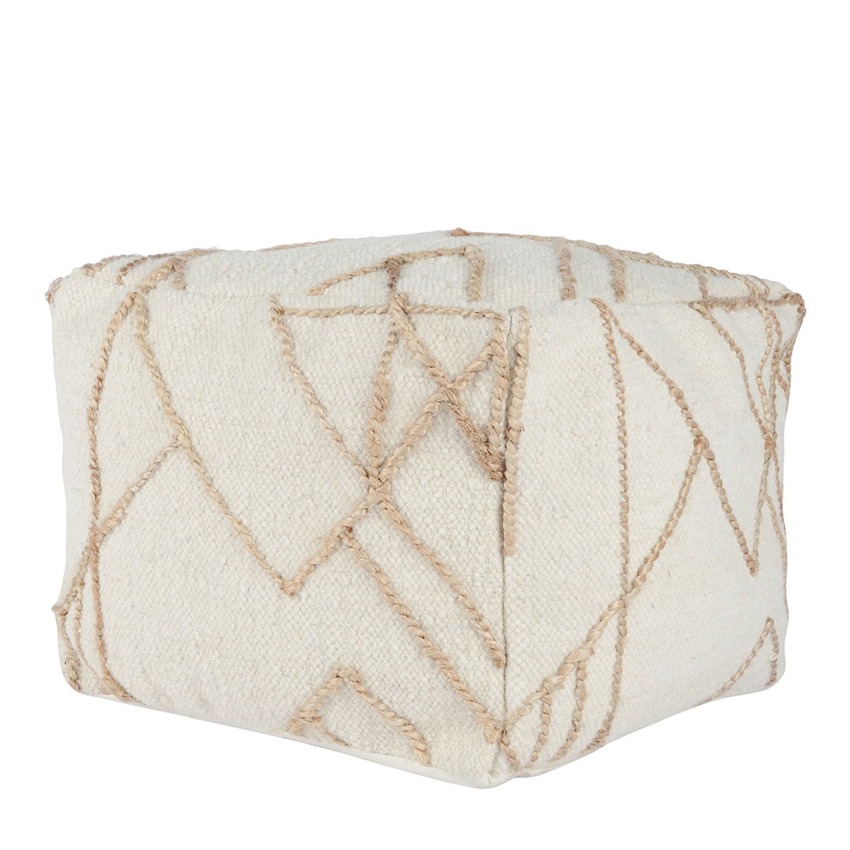 Sintra Ivory/Natural Pouf 18X18x14