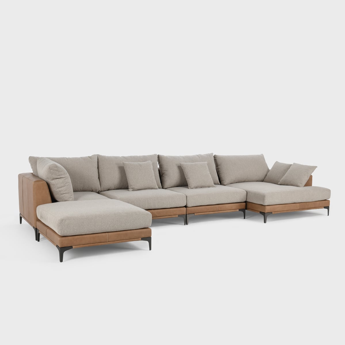 5Pc Sectional Toffee Brown/Taupe Mx