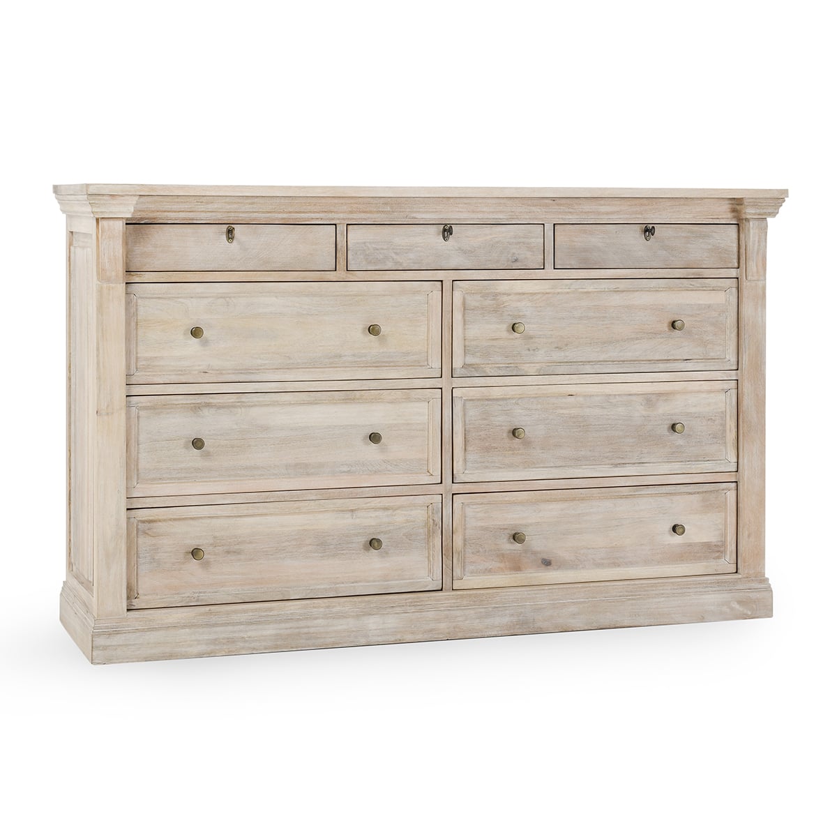 Wood 9Dwr Dresser Natural White Wash