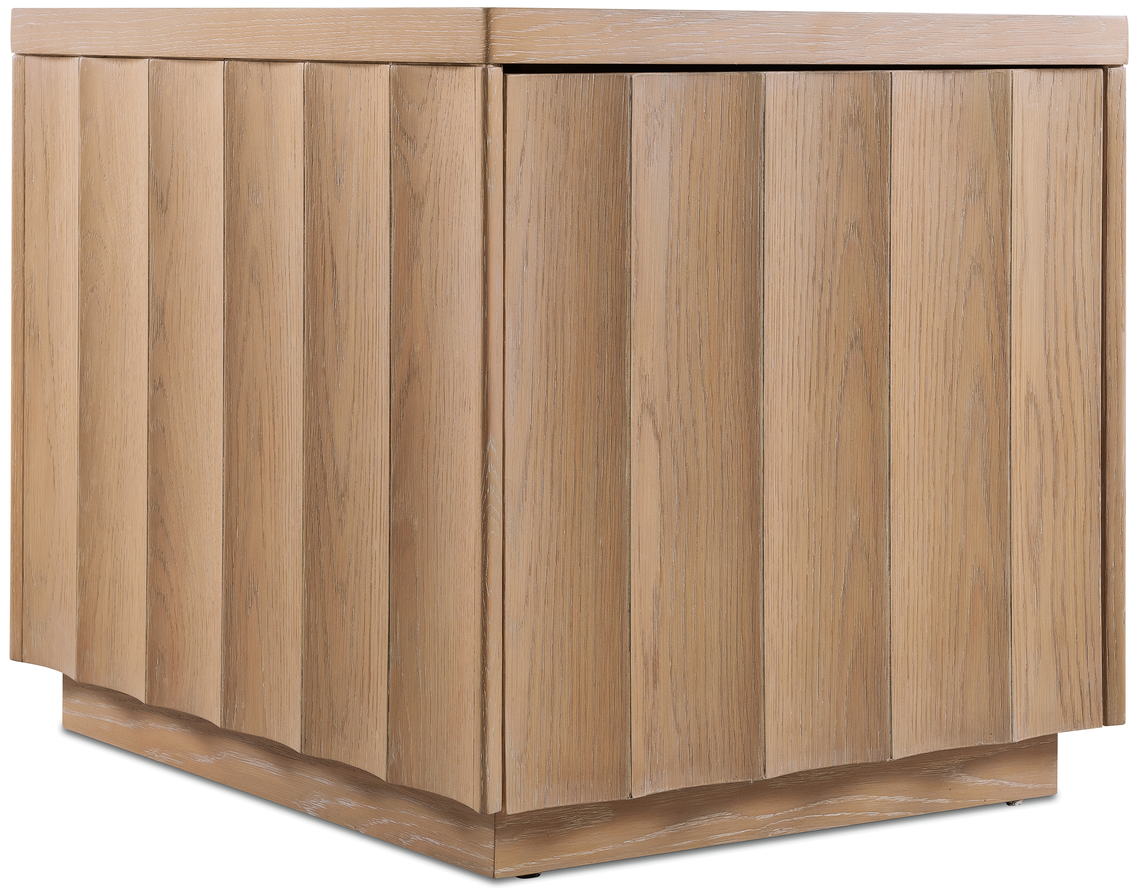 Single-Door Scalloped Oak End Table