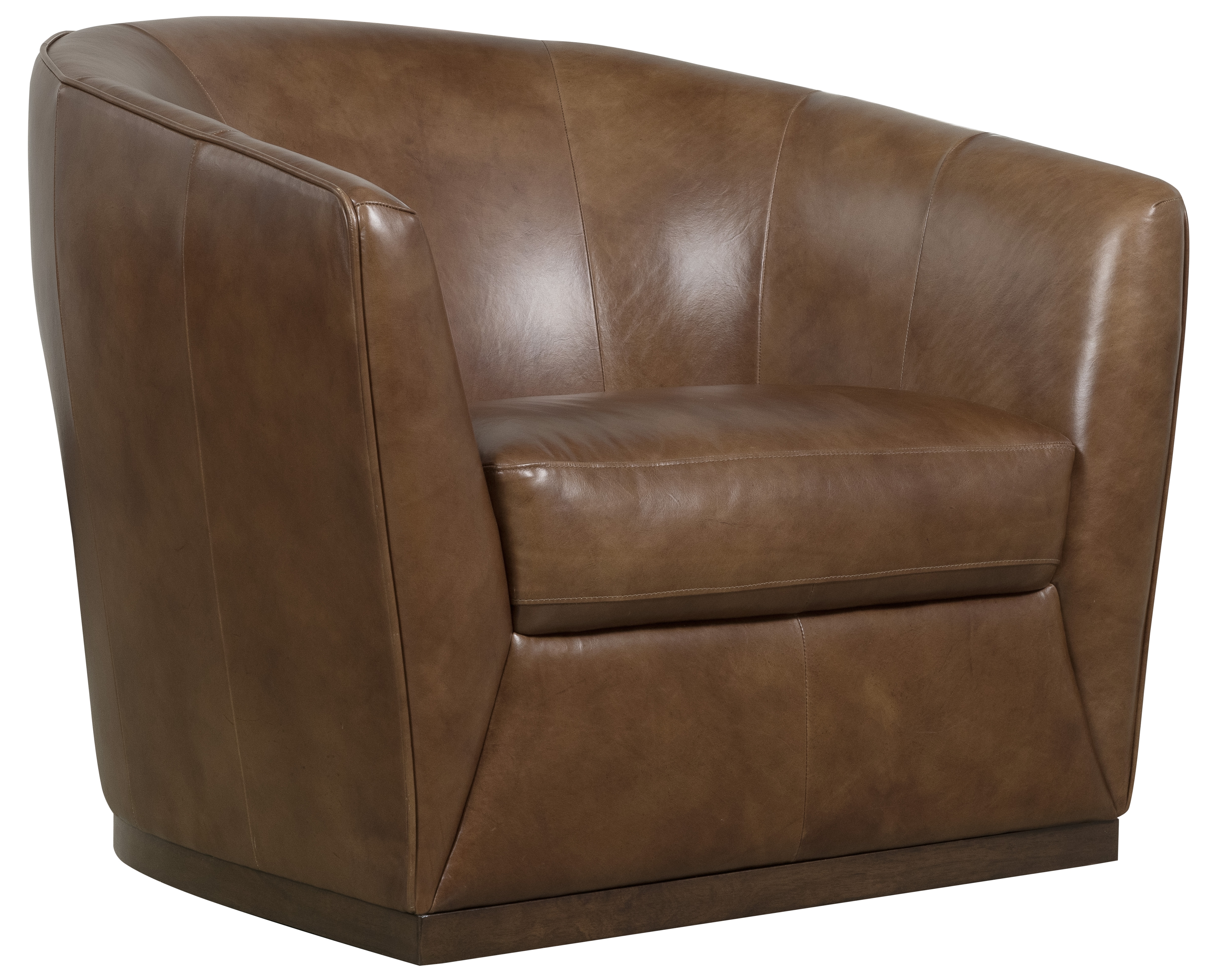 Leather Barrel-Back Swivel Chair
