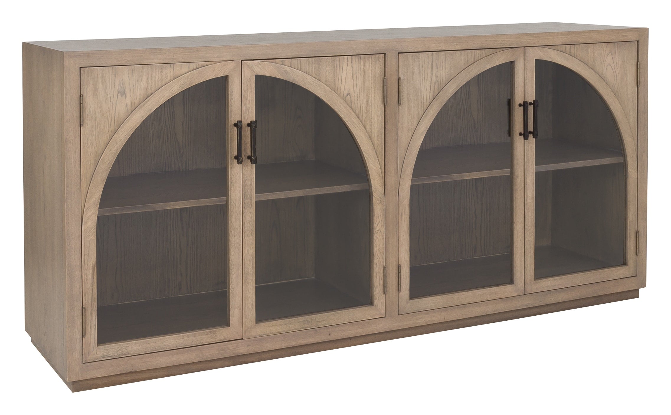 4-Door Credenza w/Arched Glass Doors