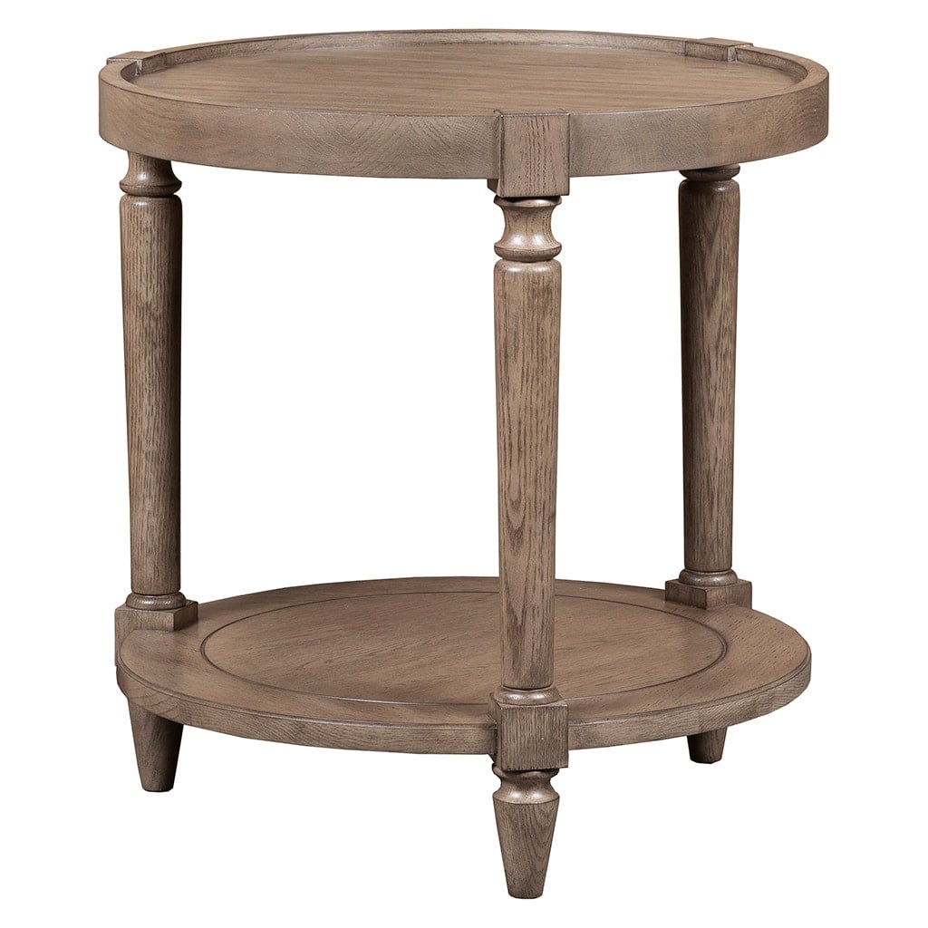 25" Round Lamp Table w/Lower Shelf