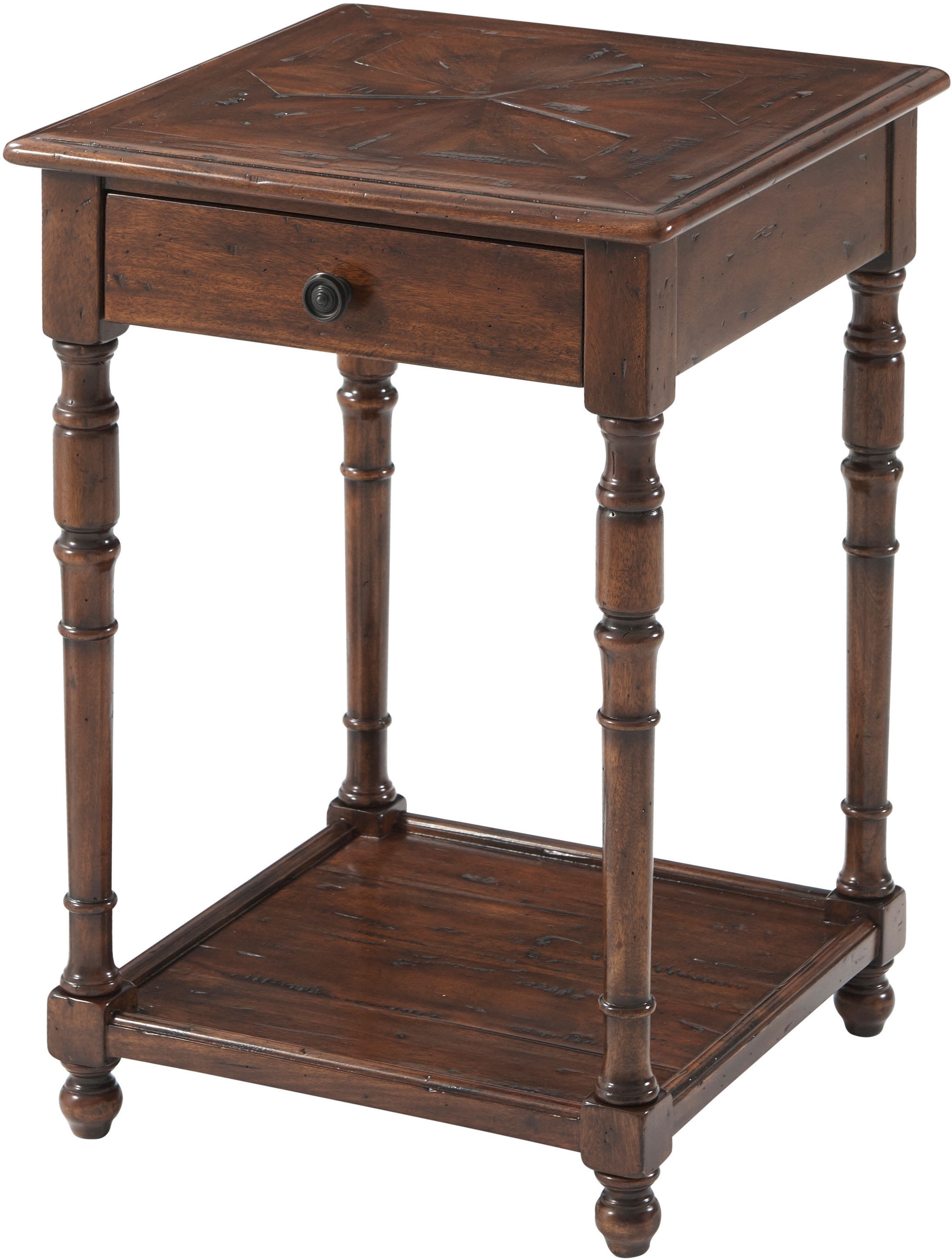 Antique Wood 1-Drawer End Table