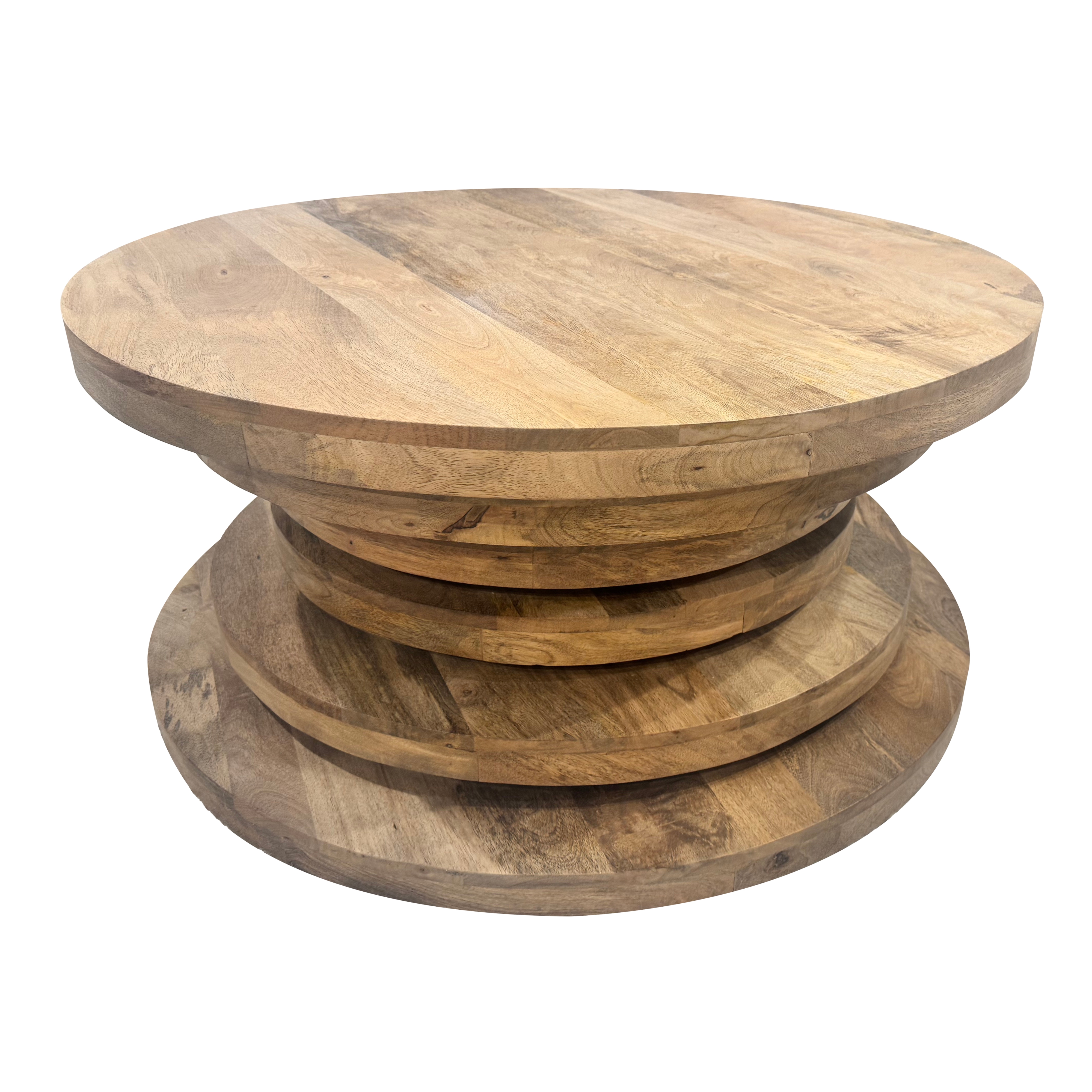 Mango Wood Spiraling Pedestal Cocktail Table
