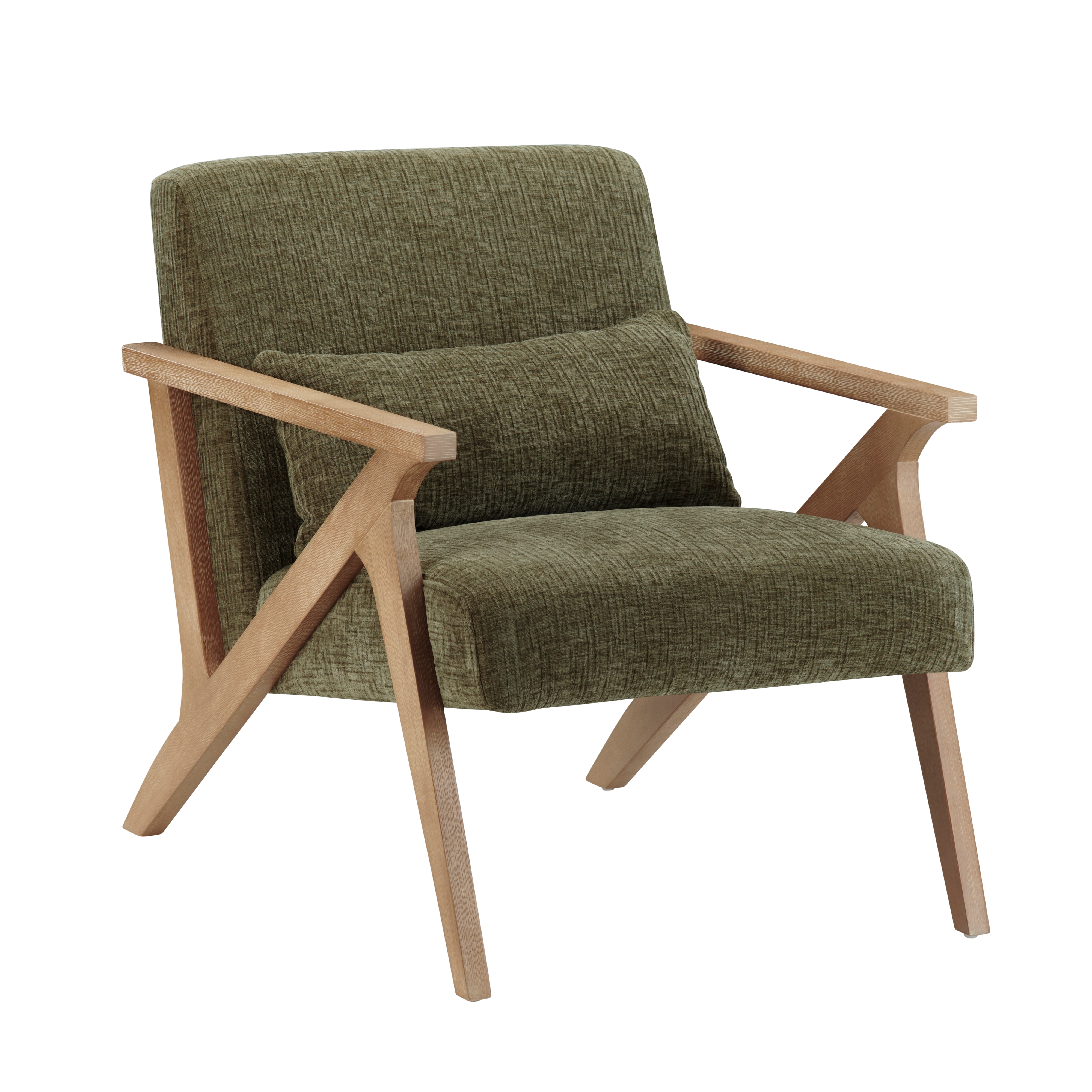 Casual Exposed-Wood Accent Armchair