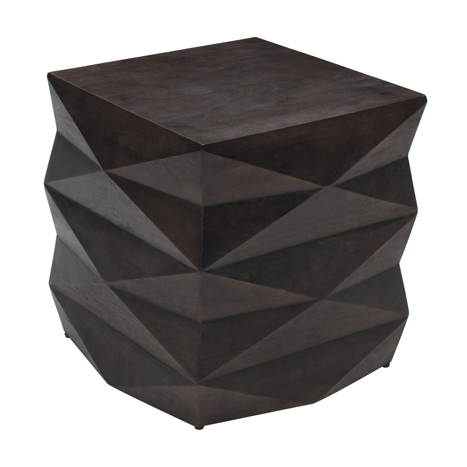 Hand-Carved Sculptural End Table