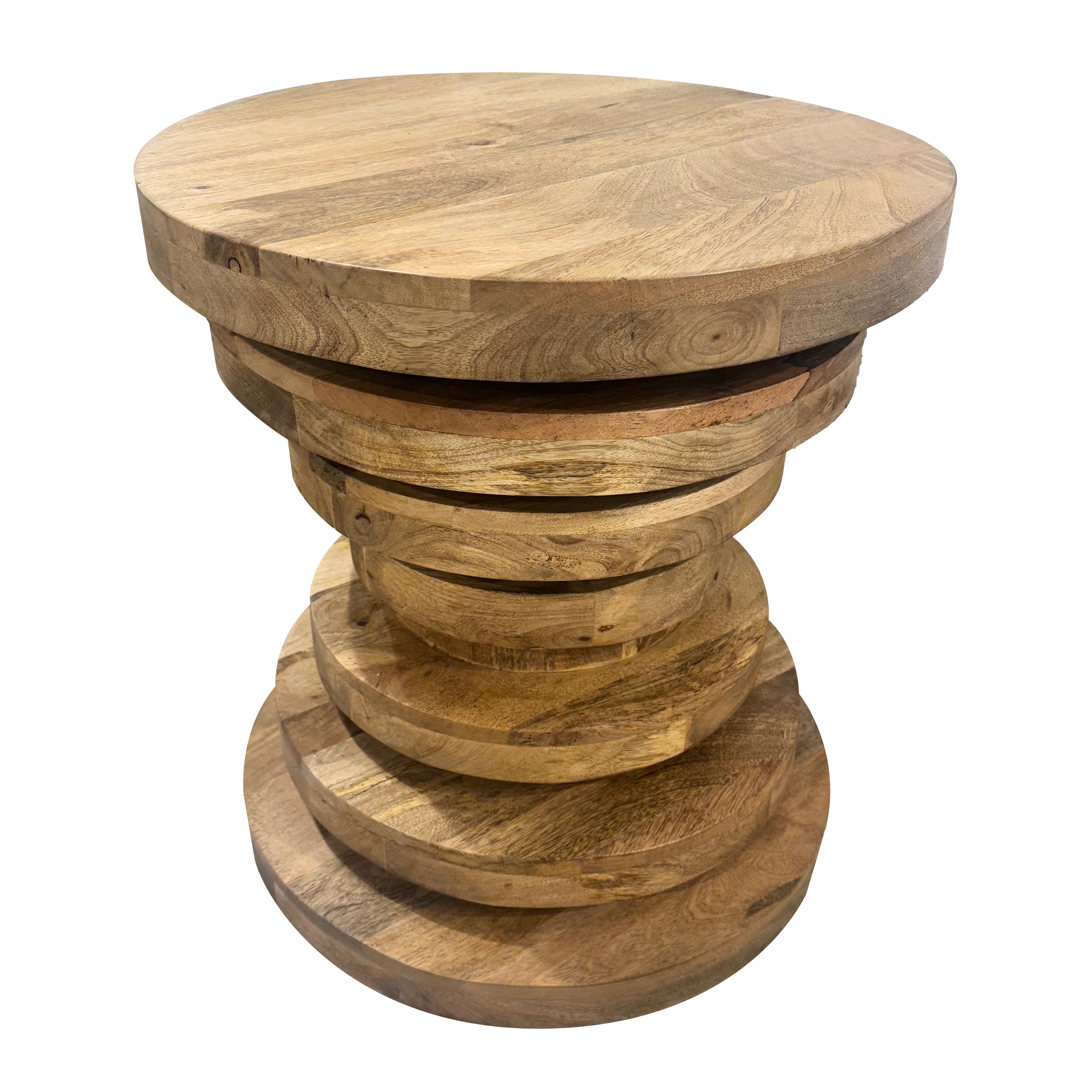 Mango Wood Spiraling Pedestal End Table