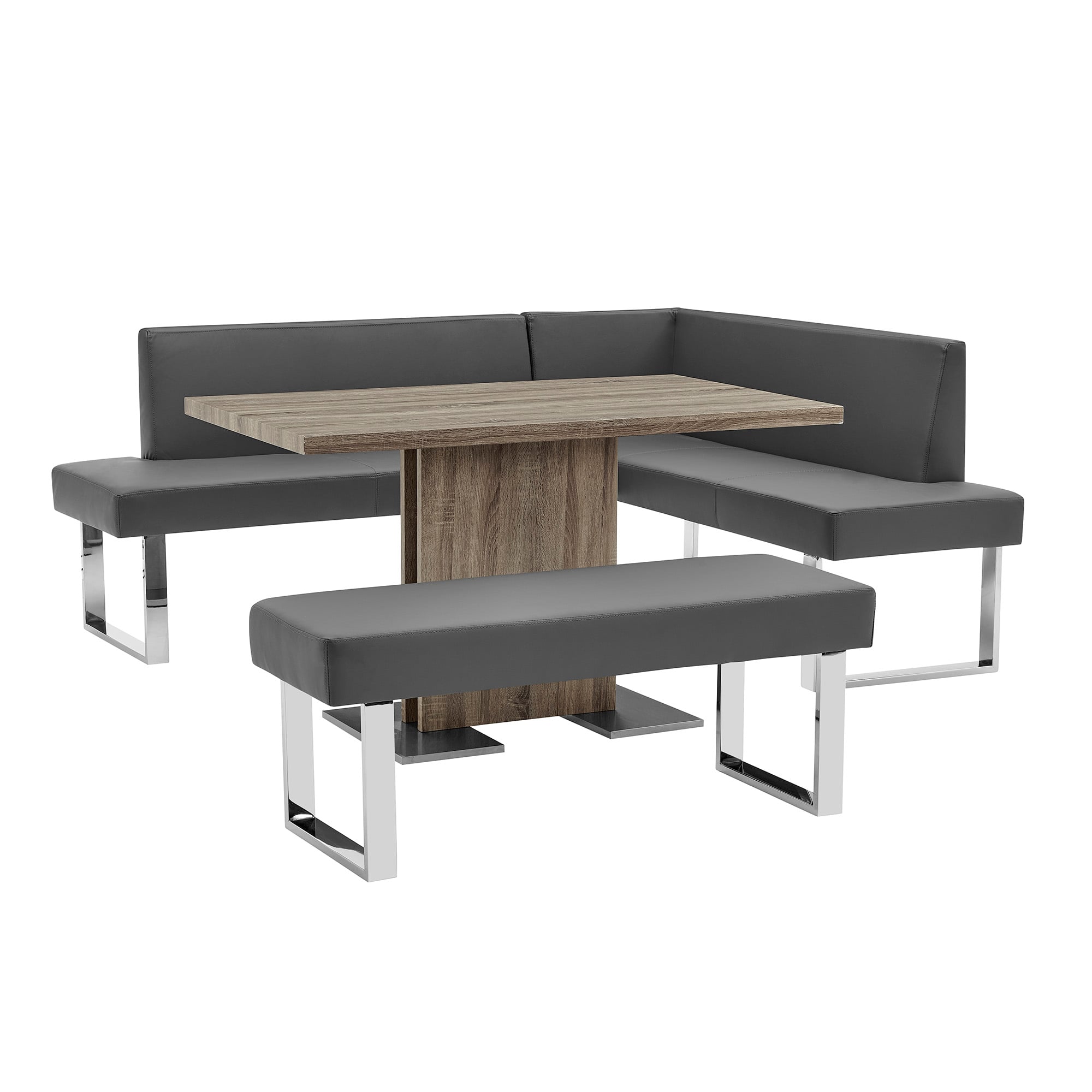 Zenith Amanda Zenith and Amanda 3 Piece Gray Rectangular Dining Set