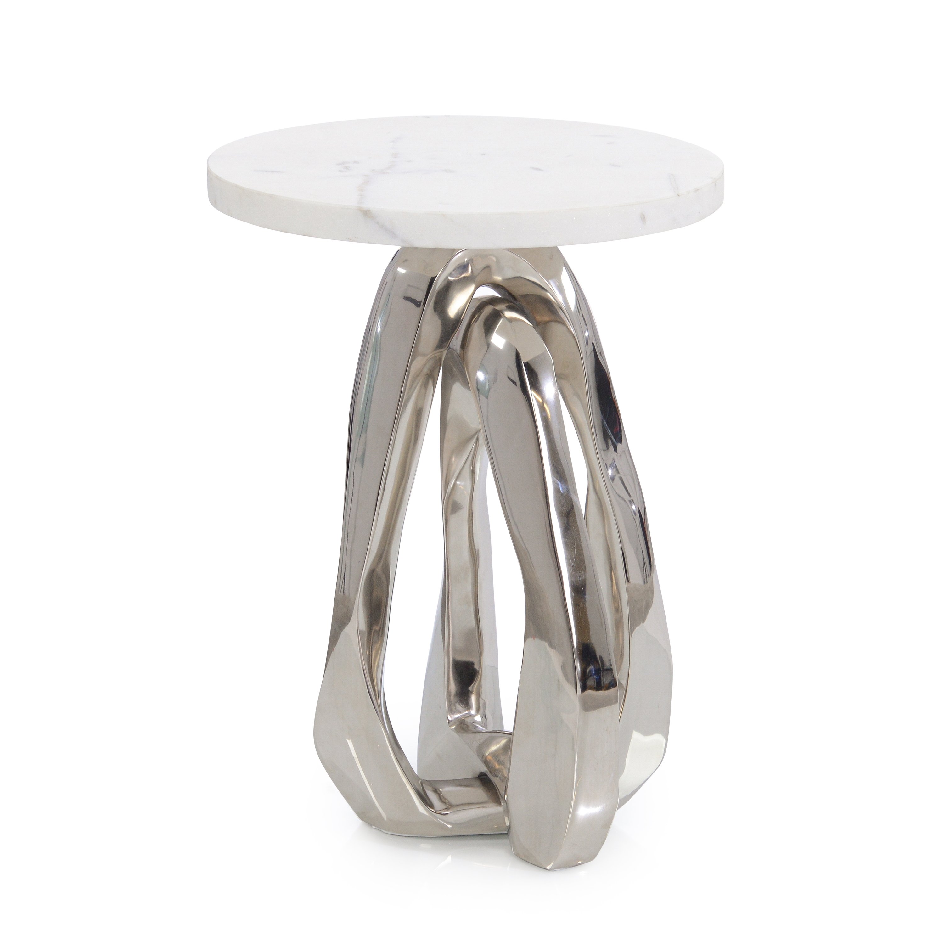 Modern Sculptural Marble-Top Side Table