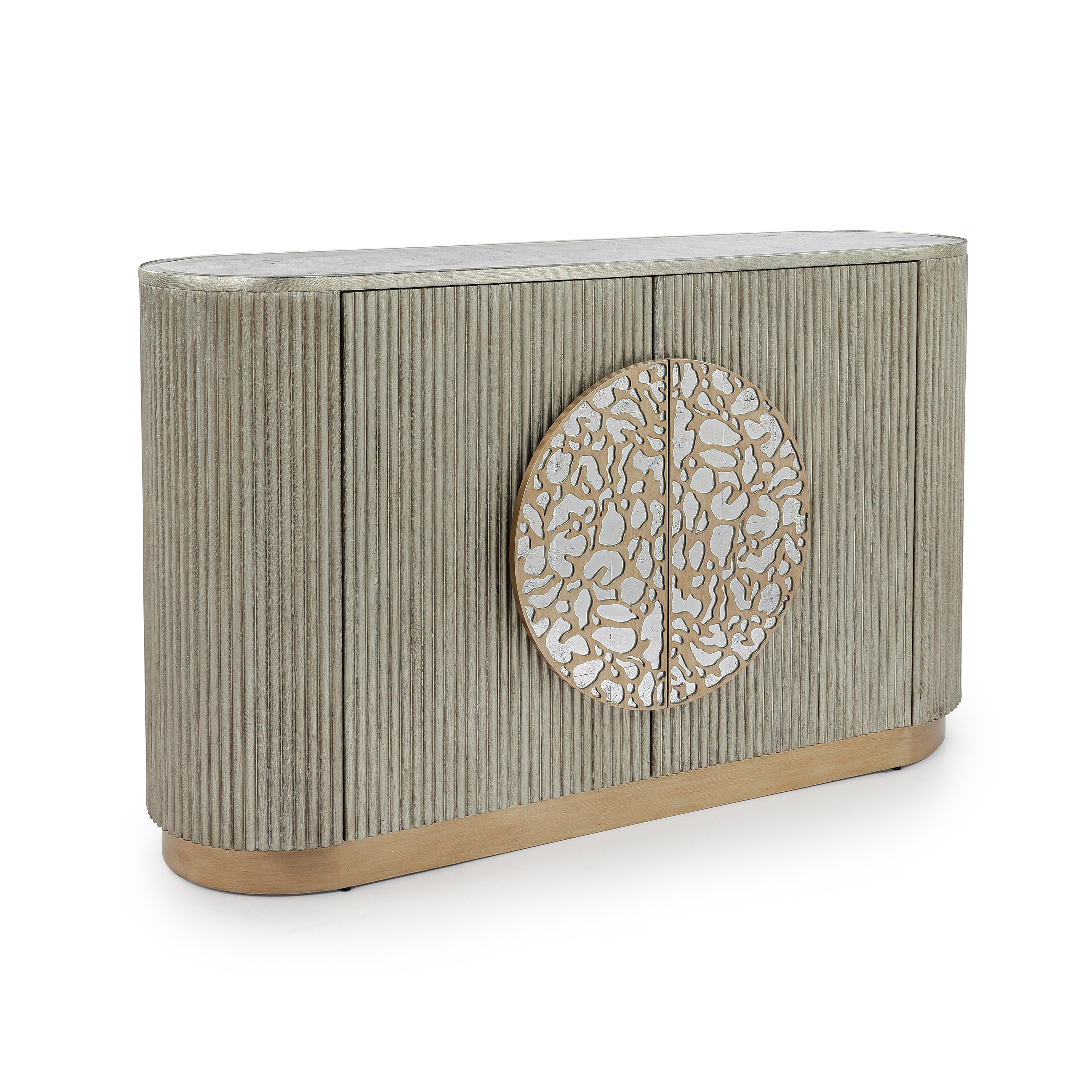 Mirrored-Top 2-Door Fluted Accent Chest