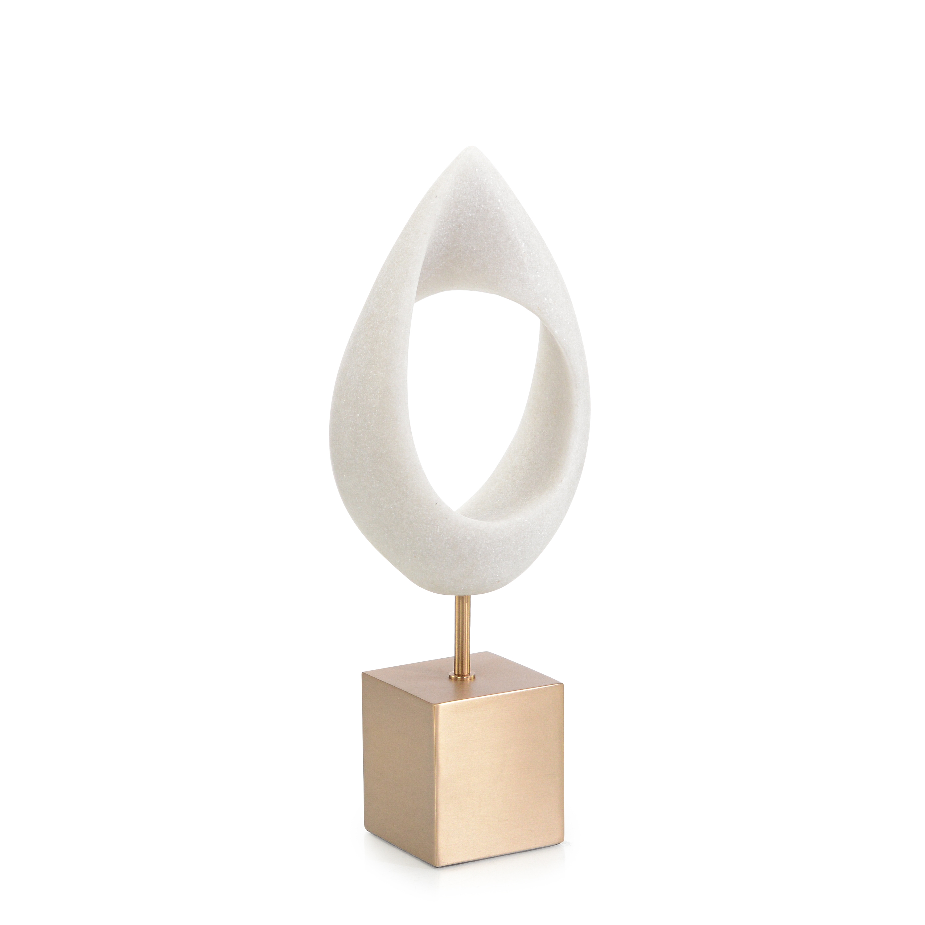 Hollow Droplet Sculpture on Brass Base