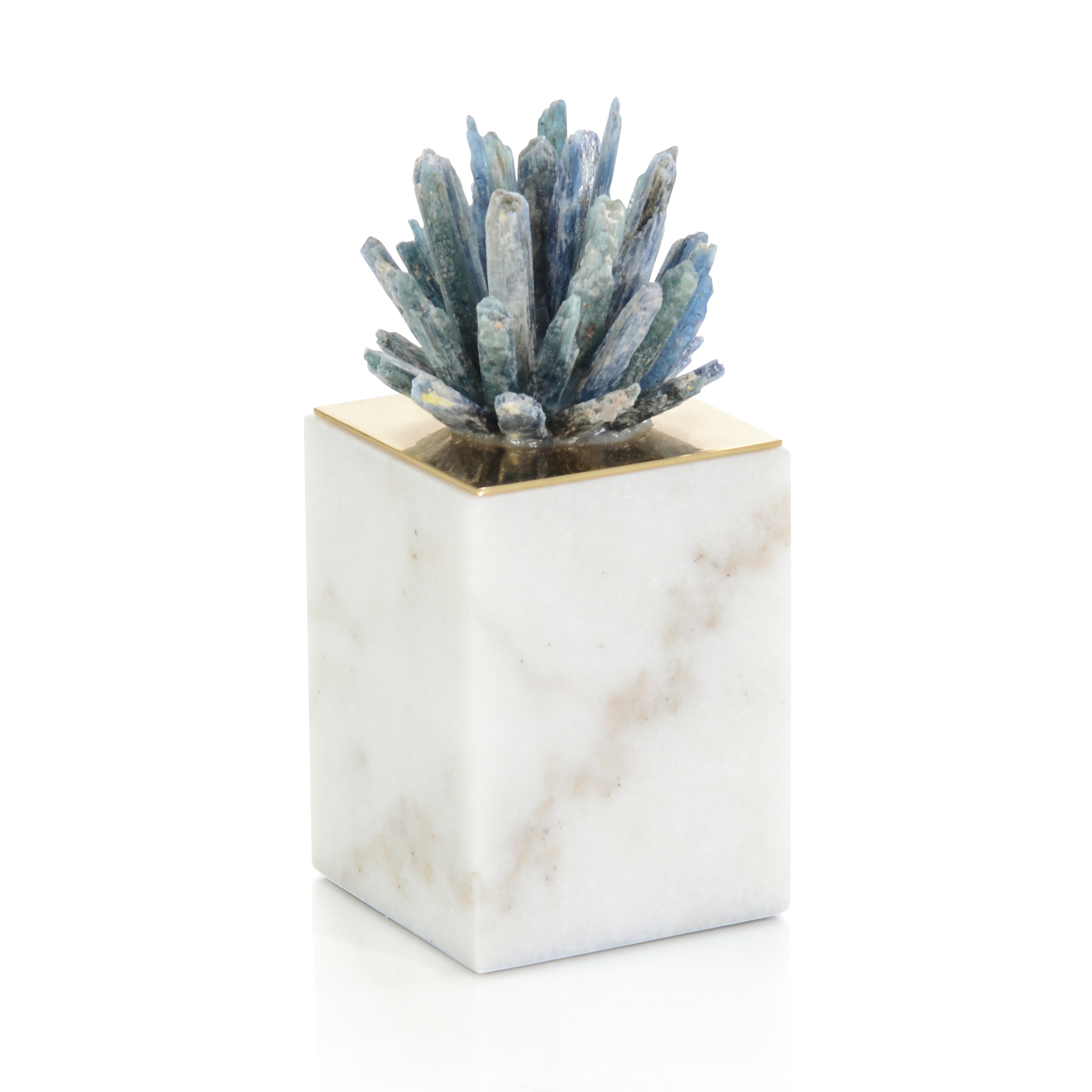 Cyanite Starburst on Marble Sculpture I