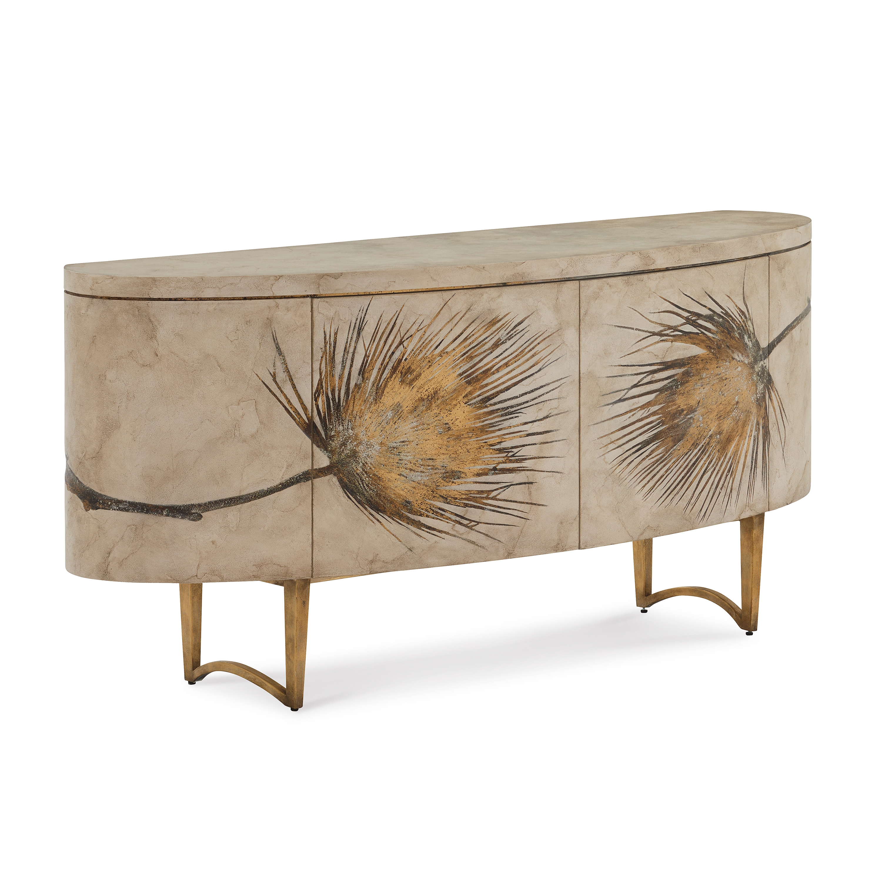 Modern Palm Frond Accent Cabinet