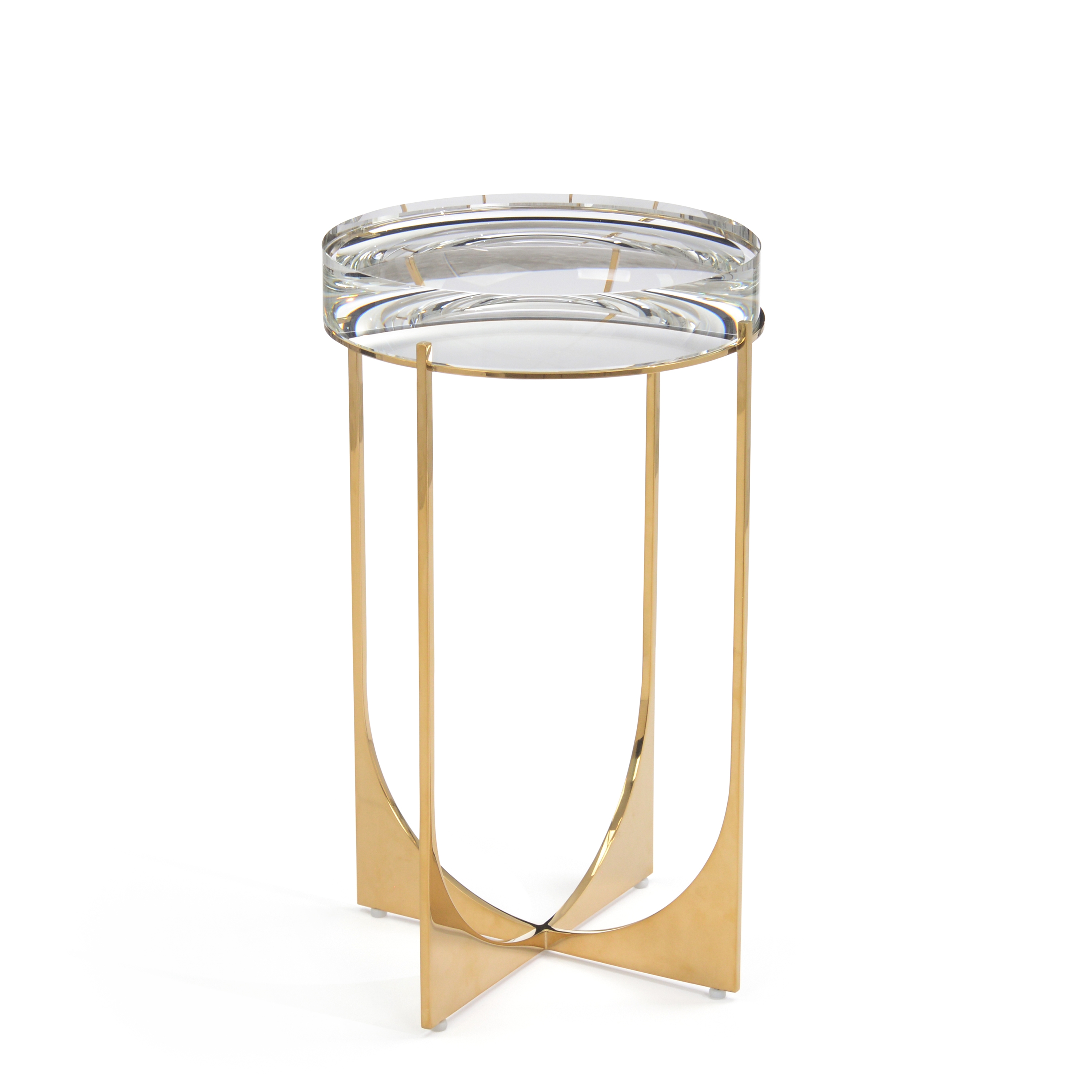 Crystal-Top Brass Martini Table