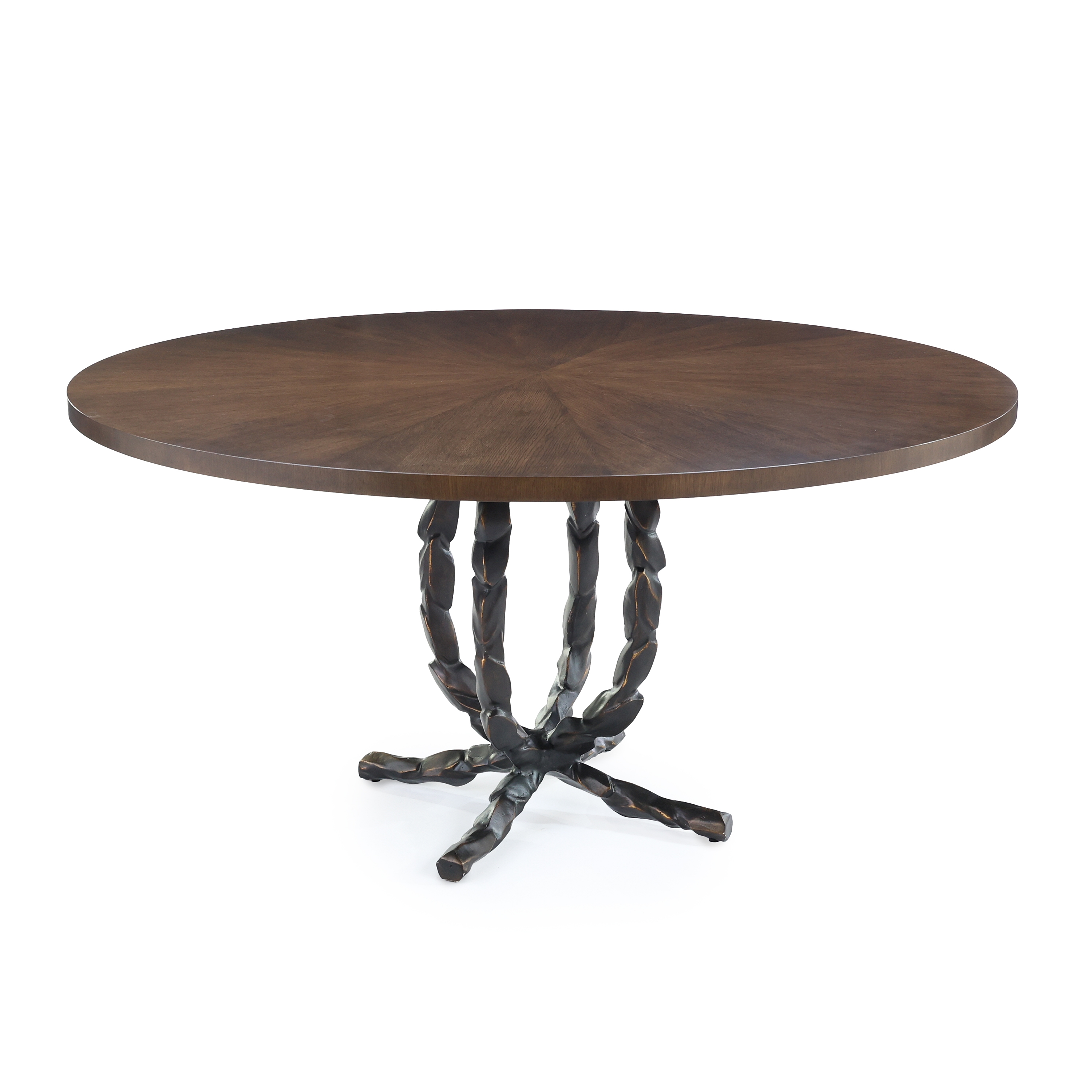 60" Round Oak-Top Aluminum Dining Table
