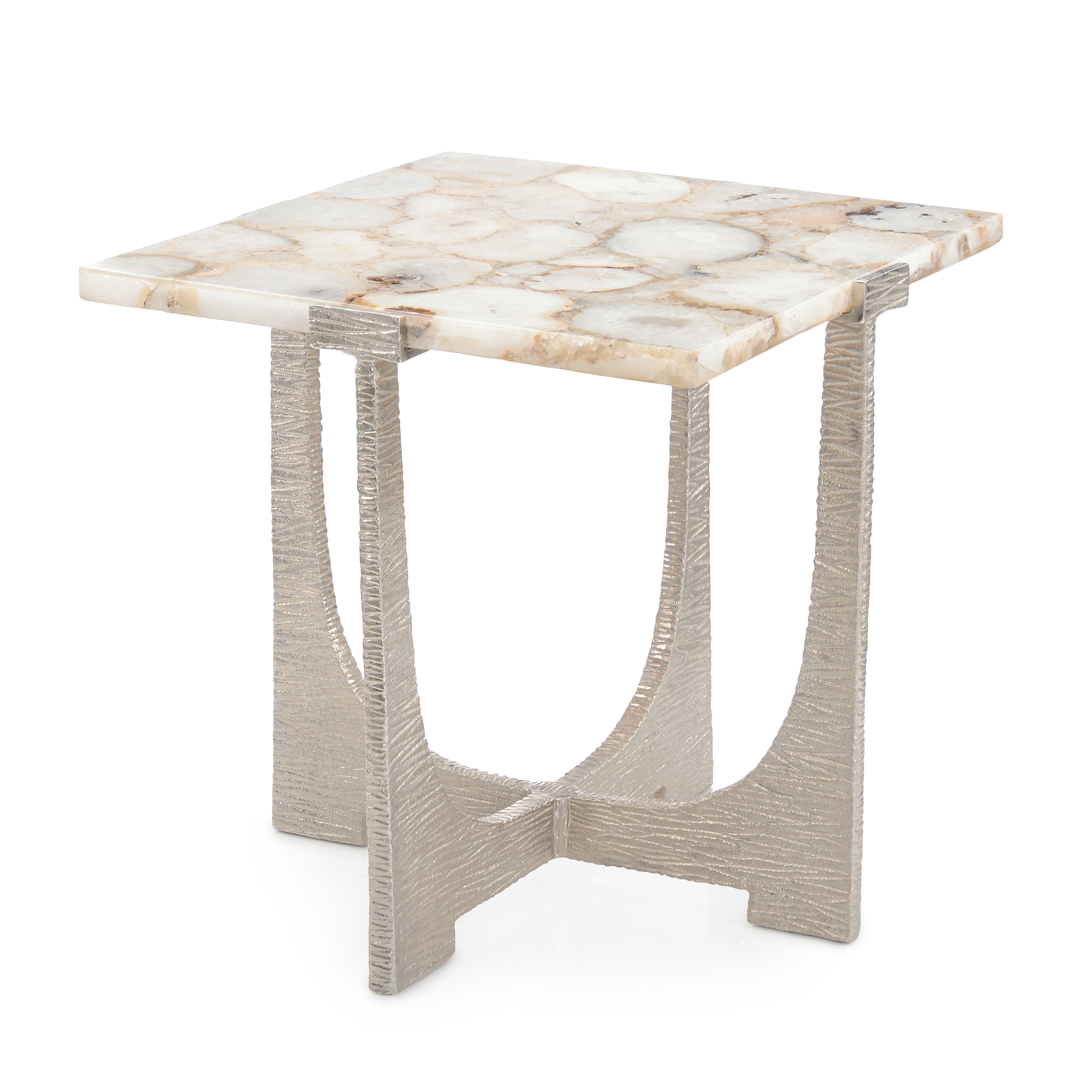 Modern Agate-Top Nickel End Table