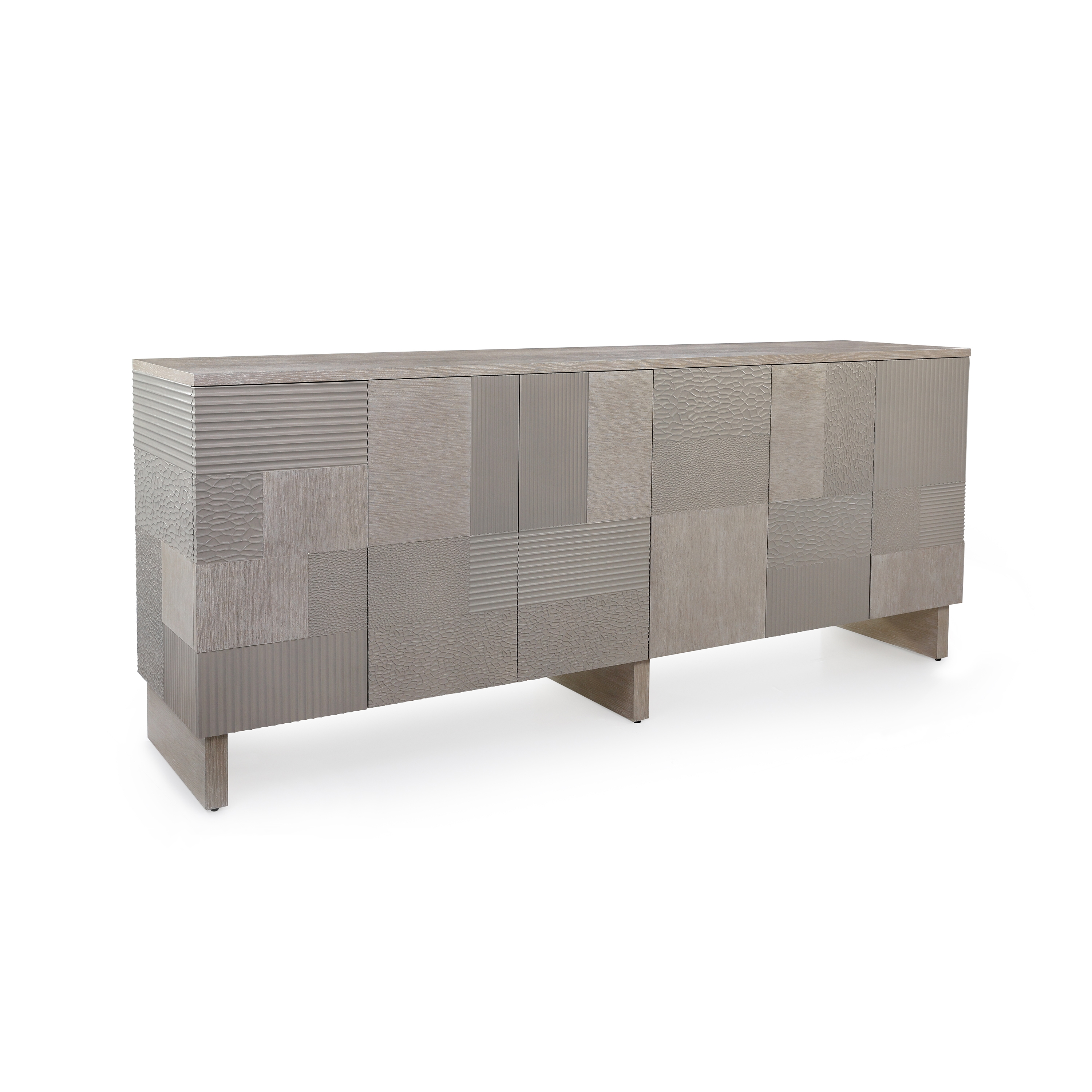 Textural 6-Door Credenza w/Push Doors