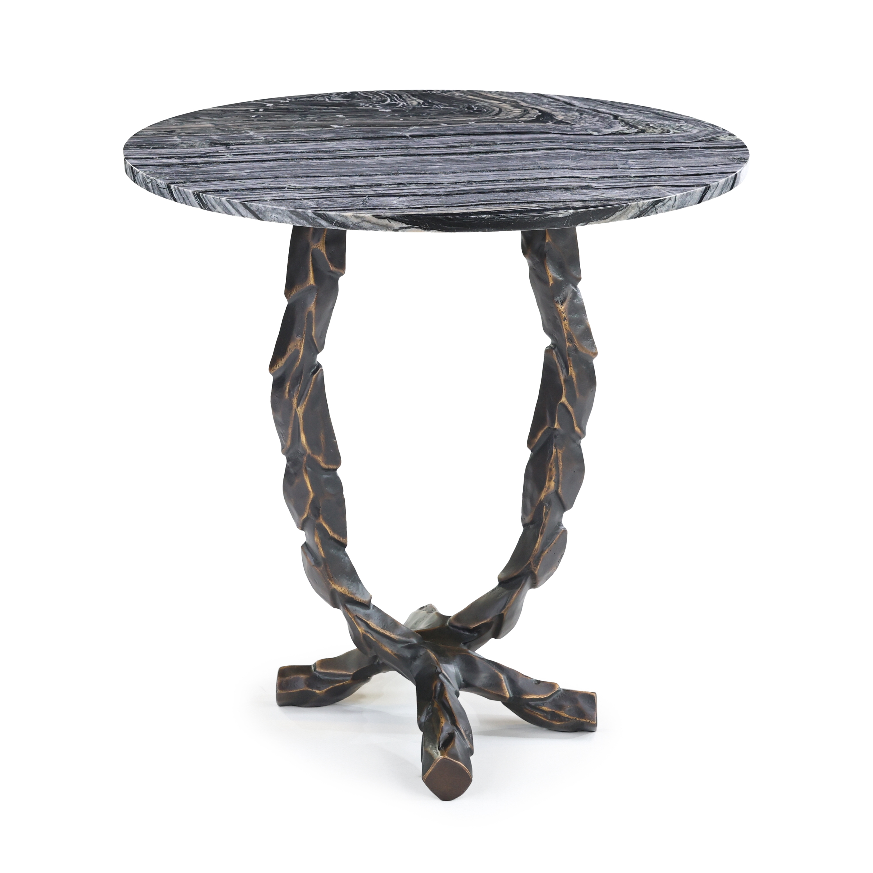 Modern Industrial Round Aluminum End Table