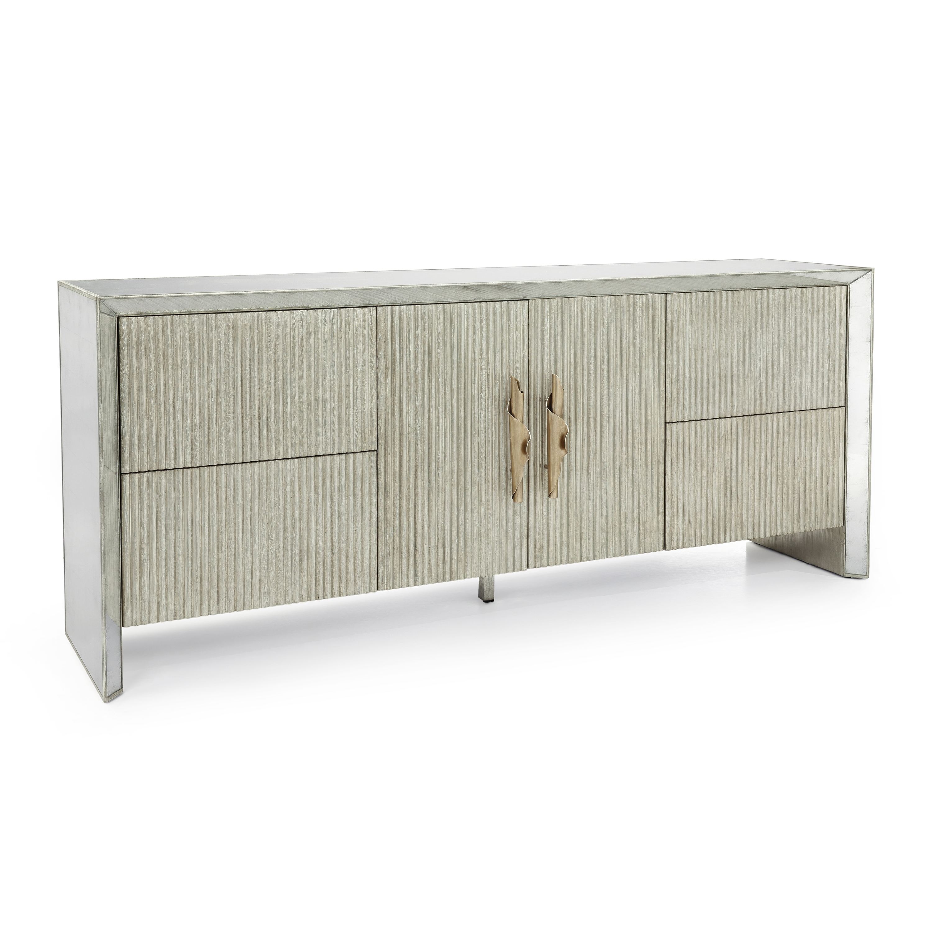 Mirrored 2-Door Sideboard w/Push Drawers