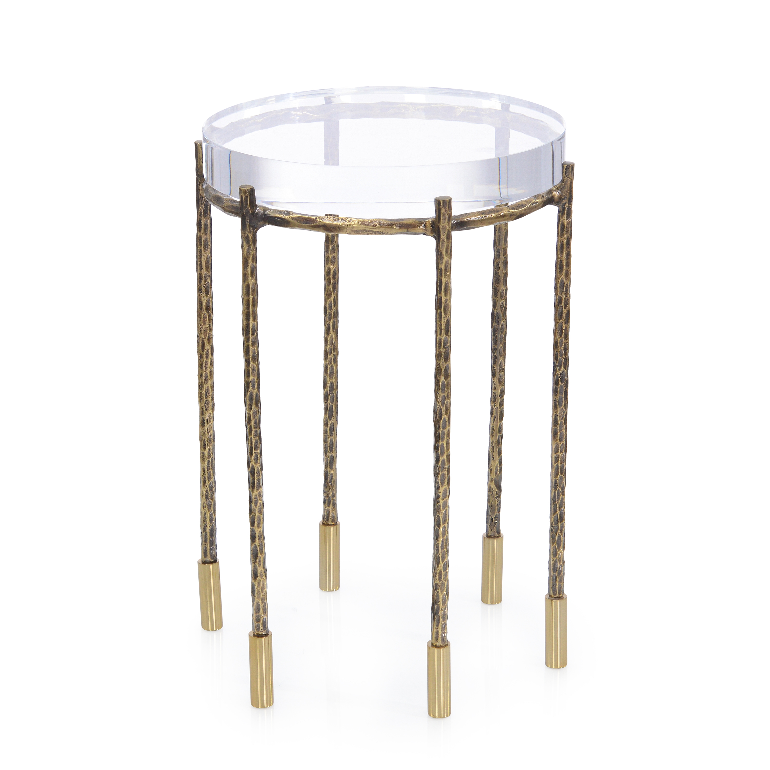 Large Modern Glam Rd. Acrylic-Top Side Table