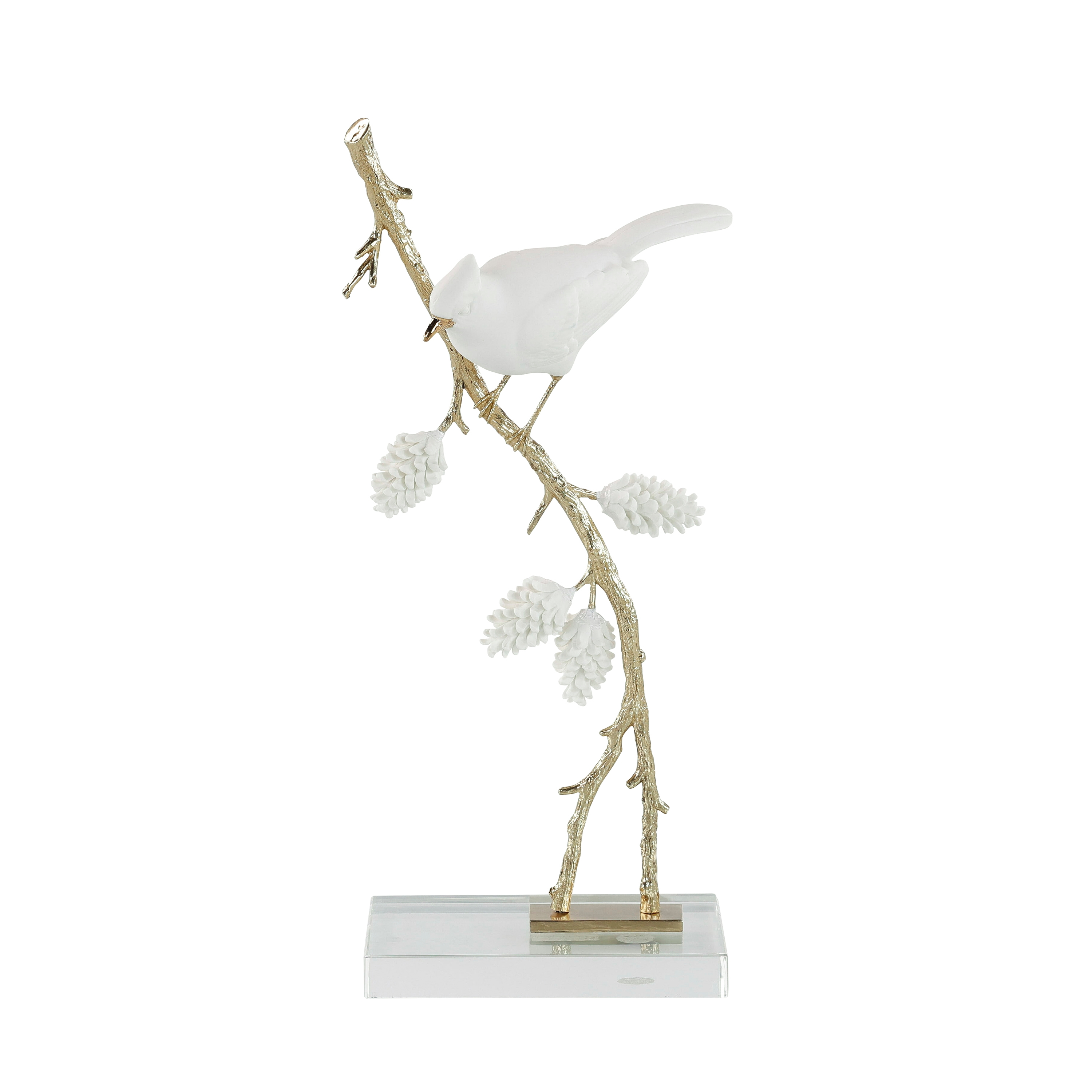 Porcelain Bird Sculpture on Pine Branch II