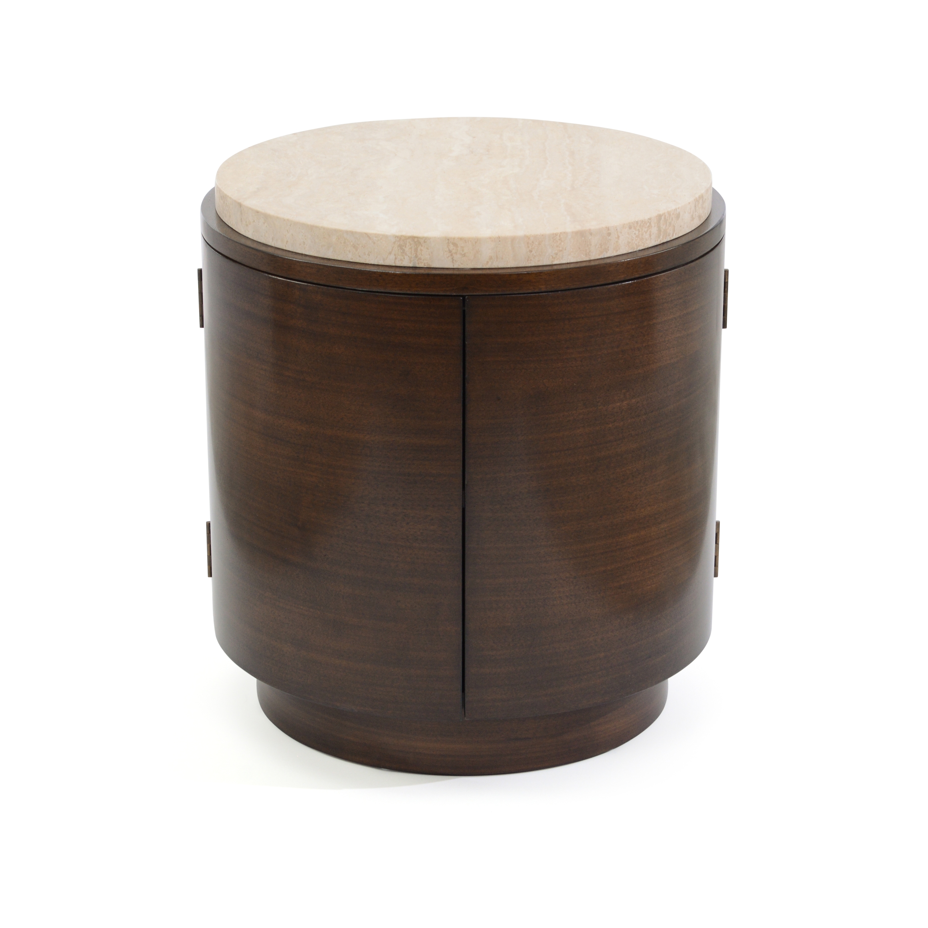 Travertine-Top Drum Table