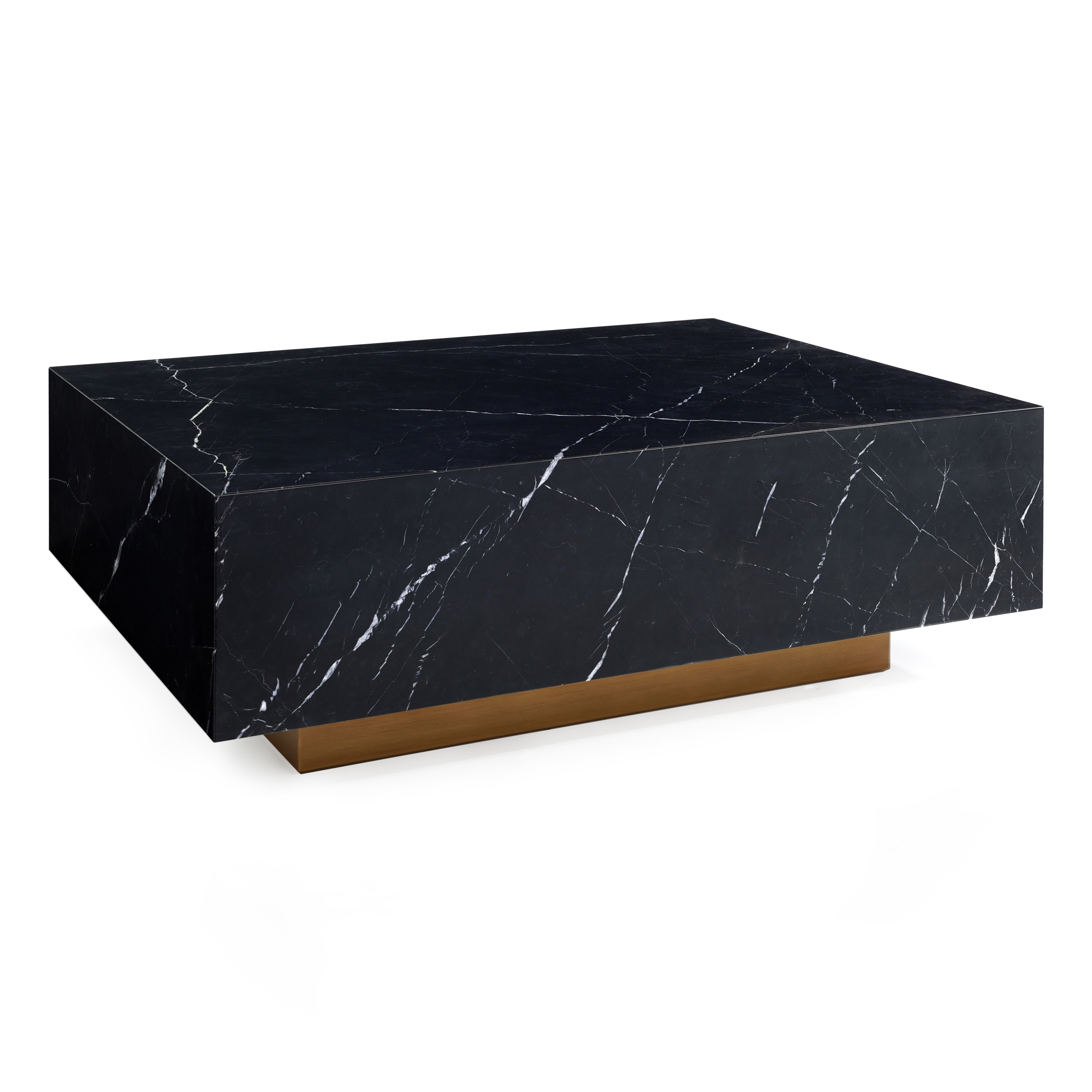 Marble Block Cocktail Table w/Plinth Base