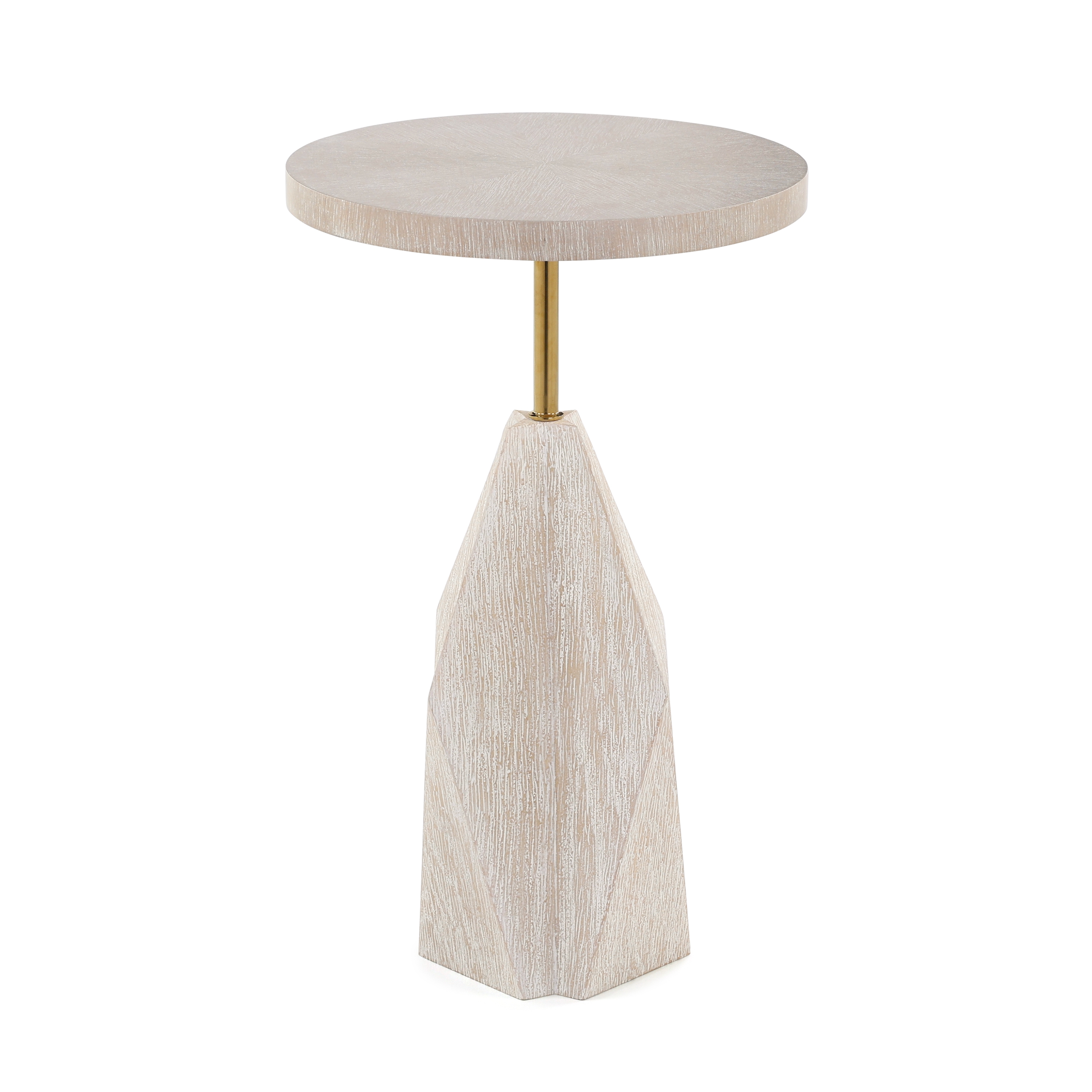 Round Oak Wood Side Table