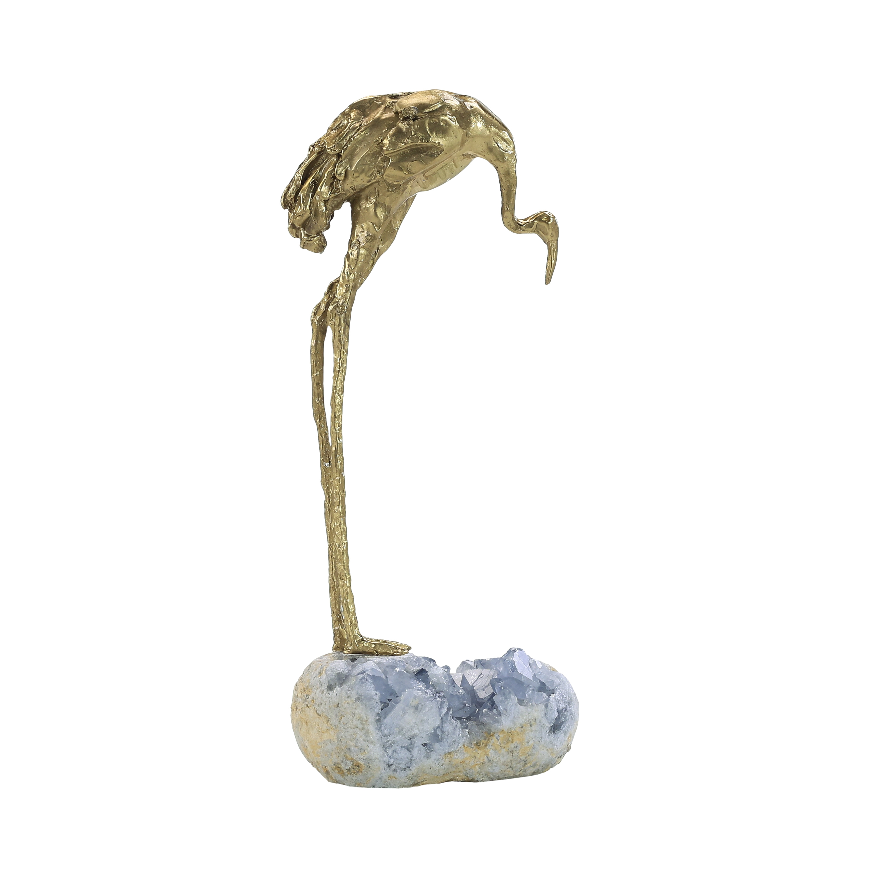 Brass Crane Sculpture on Kyanite II