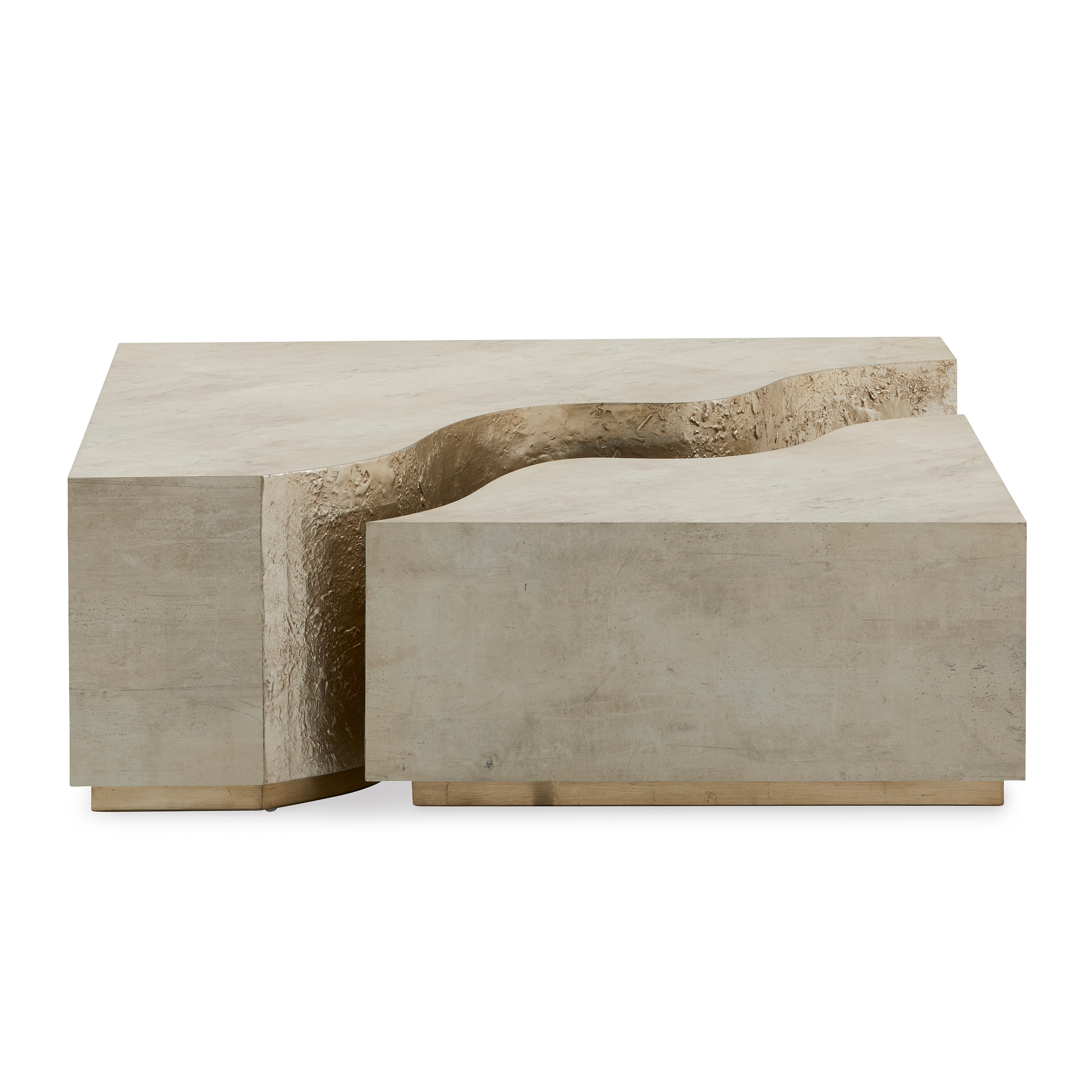 50" Square Faux-Stone Split Cocktail Table