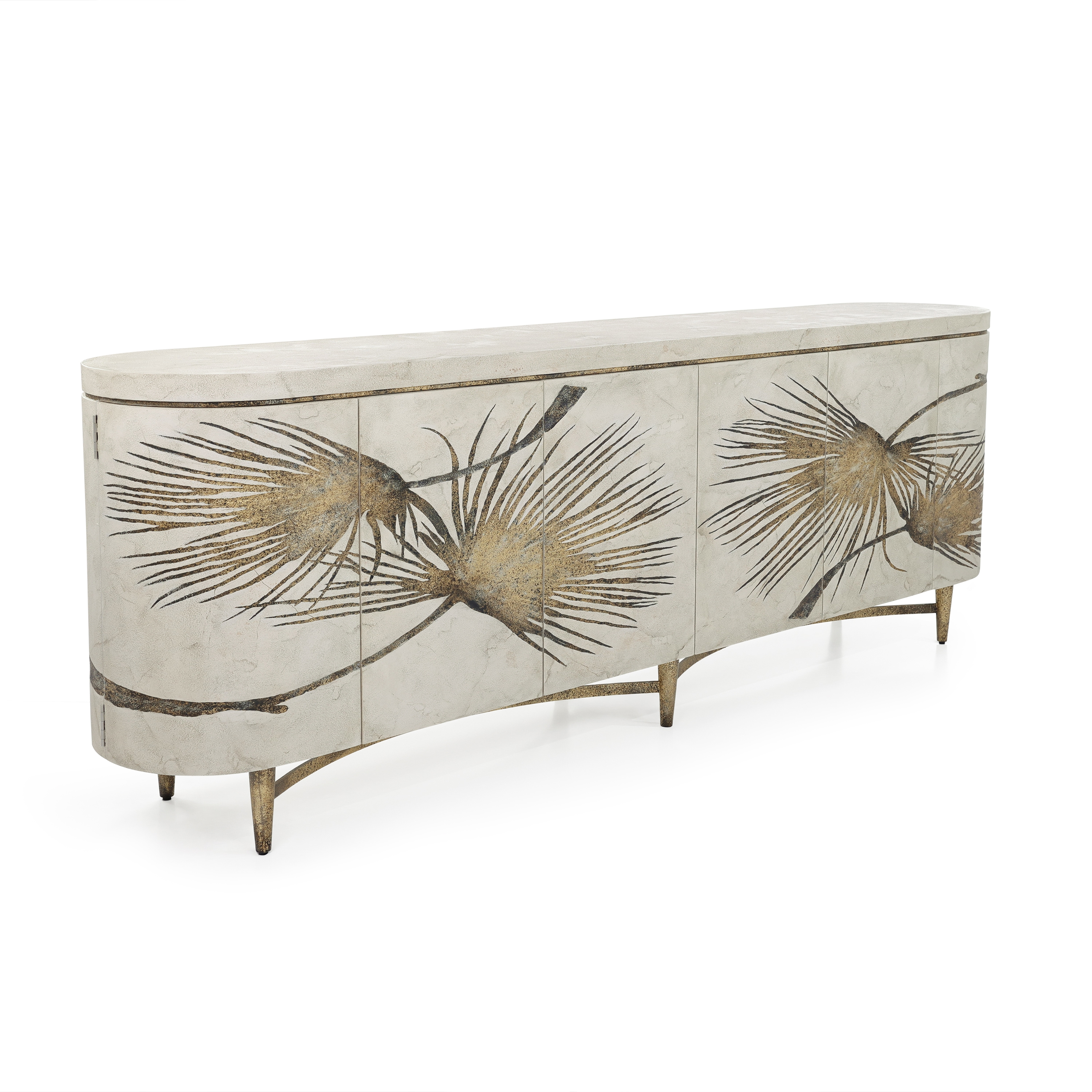 Modern Palm Frond 6-Door Credenza