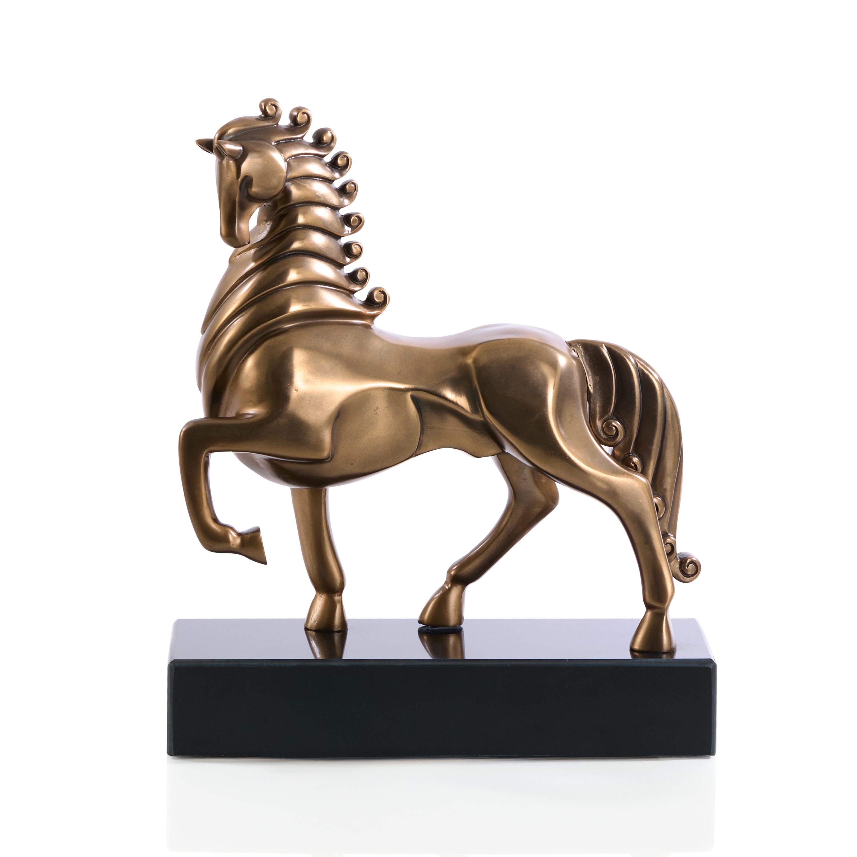 Plated Horse Sculpture on Marble