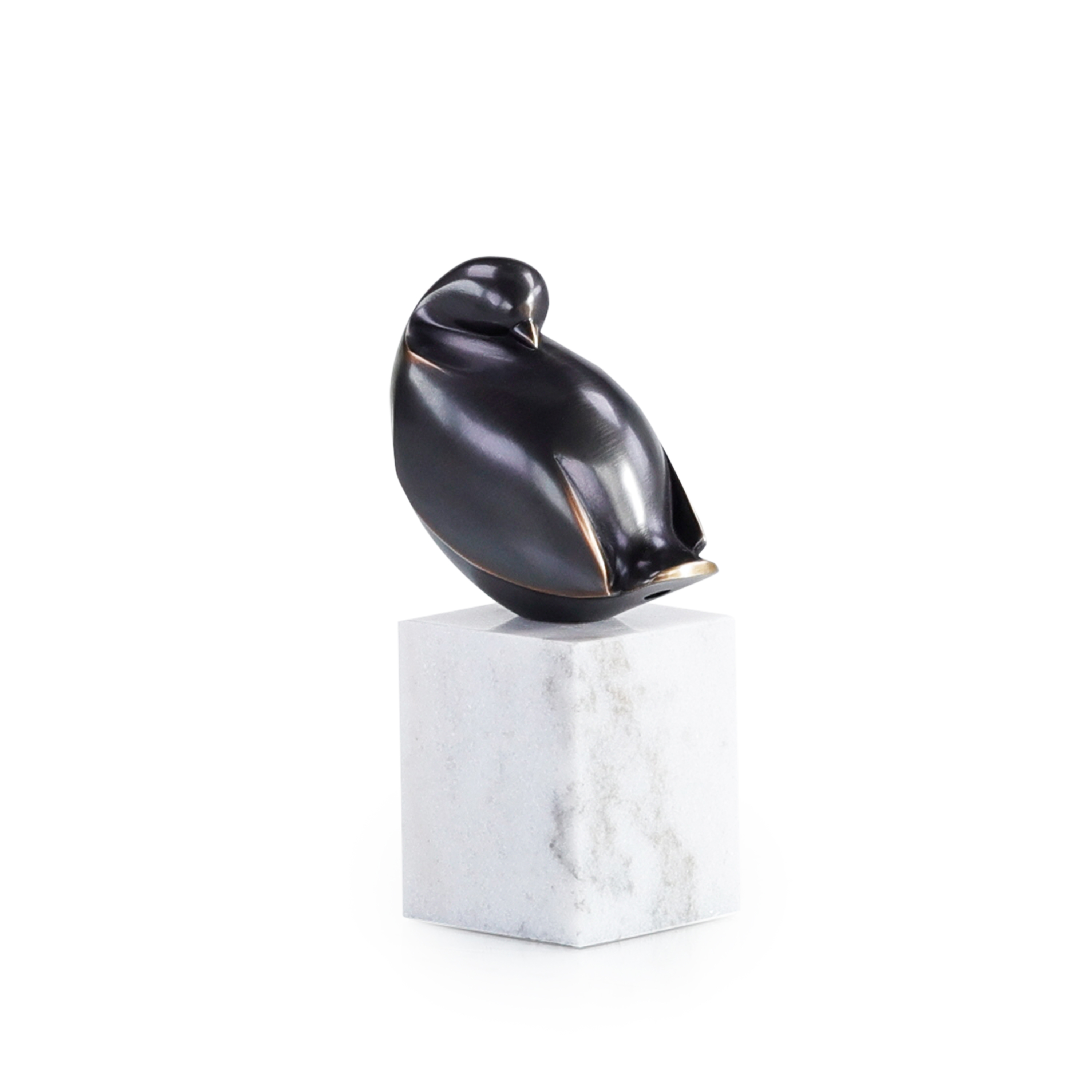 Bronzed Bird Sculpture on Marble Base, Small