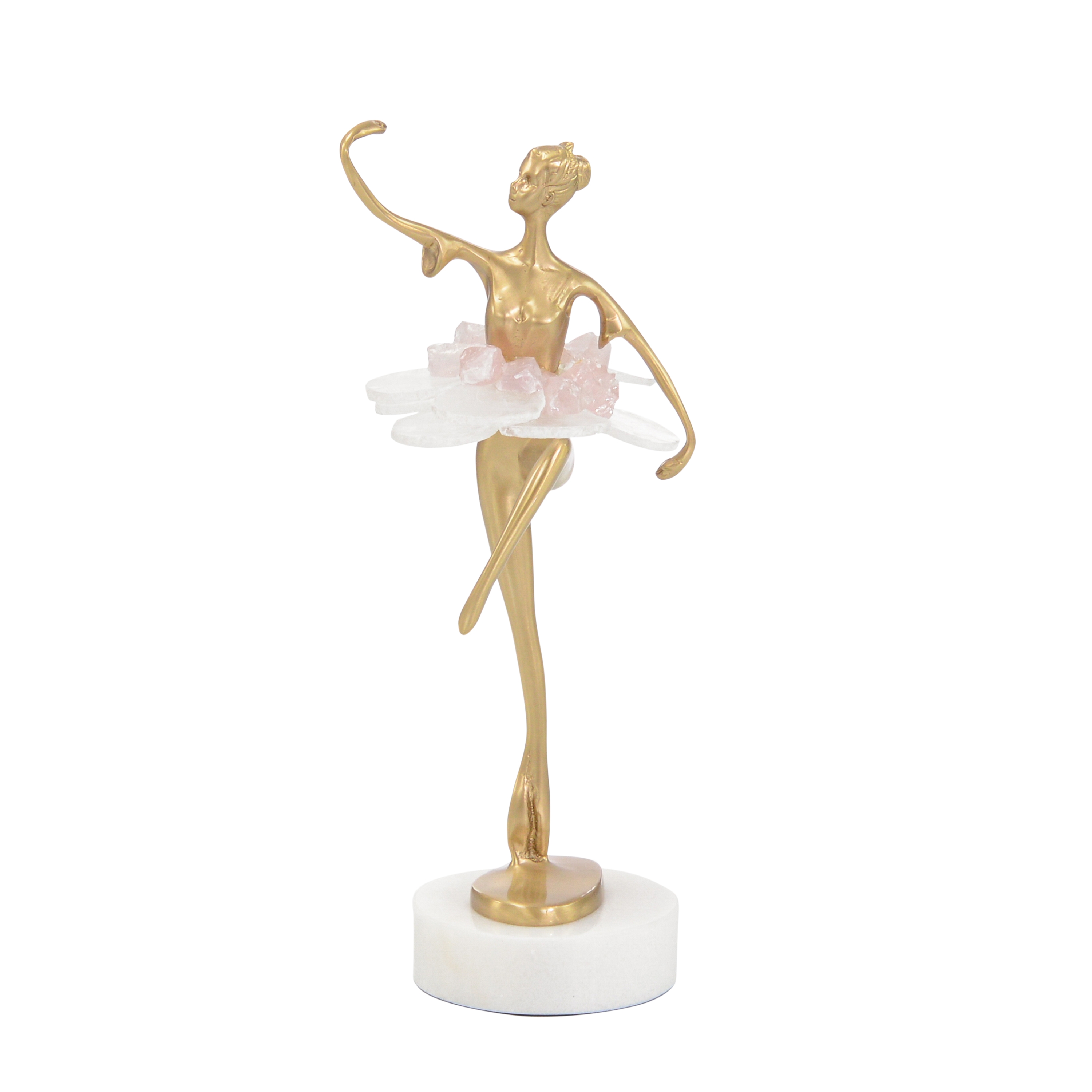Selenite Ballet Sculpture on Marble Base III