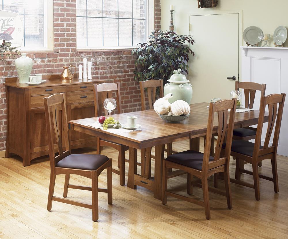 AAmerica Cattail Bungalow 7 Piece Trestle Table Dining Set W 6 Side Chairs AAmerica Cattail Bungalow 7 Piece Trestle Table Dining Set W 6 Side Chairs
