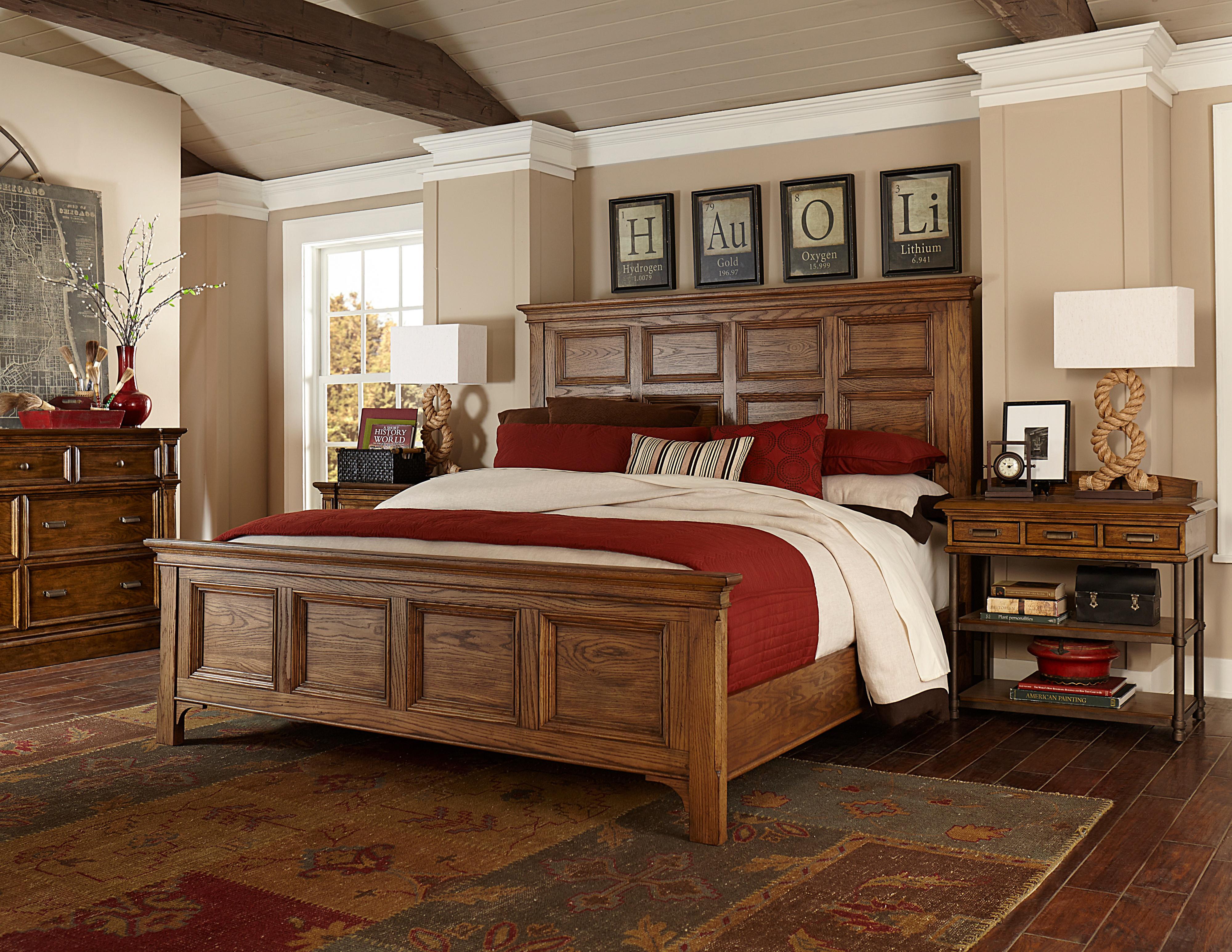 Broyhill Furniture New Vintage King Panel Bed with Frame Moldings