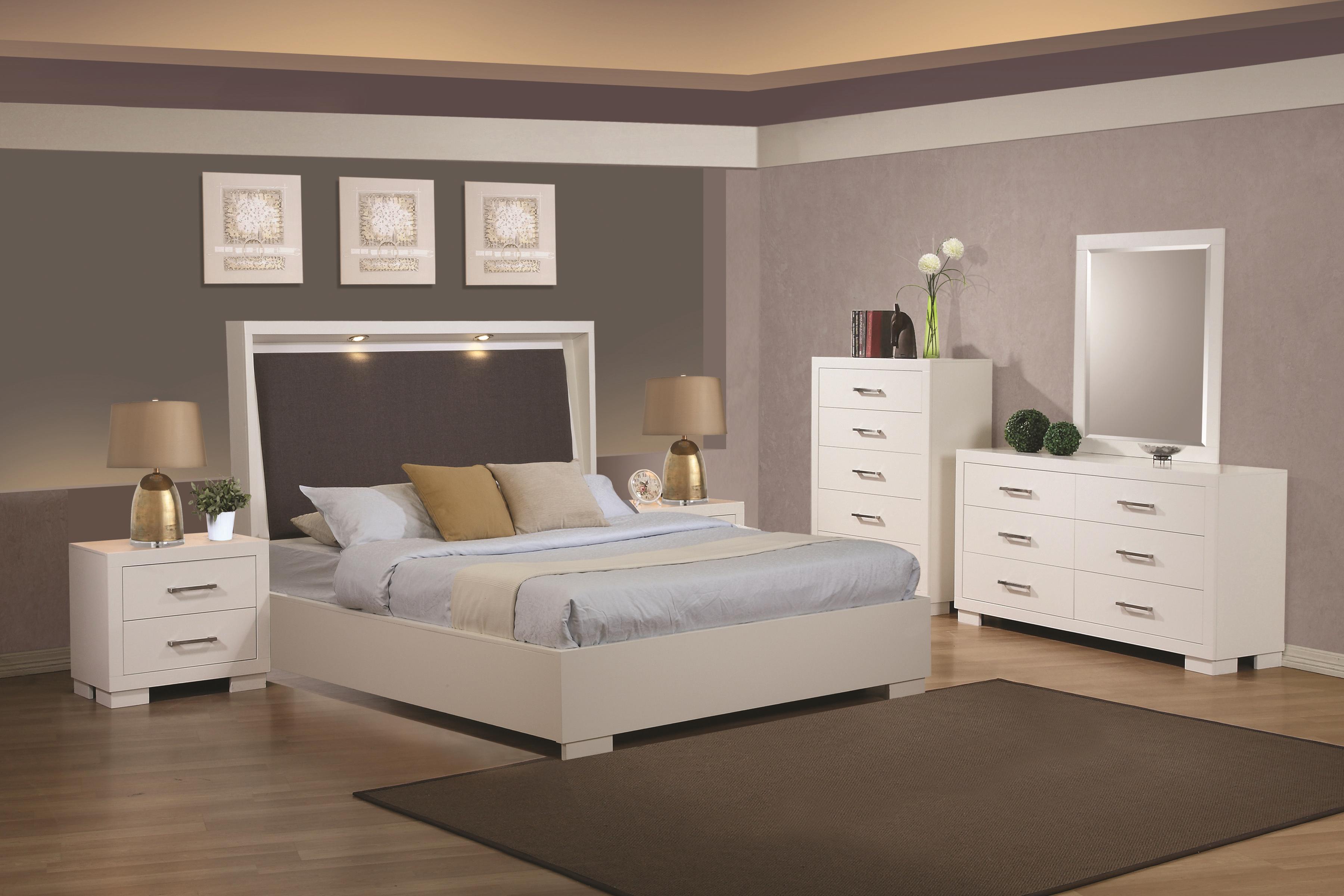 Coaster Jessica Queen Pier Platform Bed with Rail Seating and Lights ... Coaster Jessica Queen Pier Platform Bed with Rail Seating and Lights ...