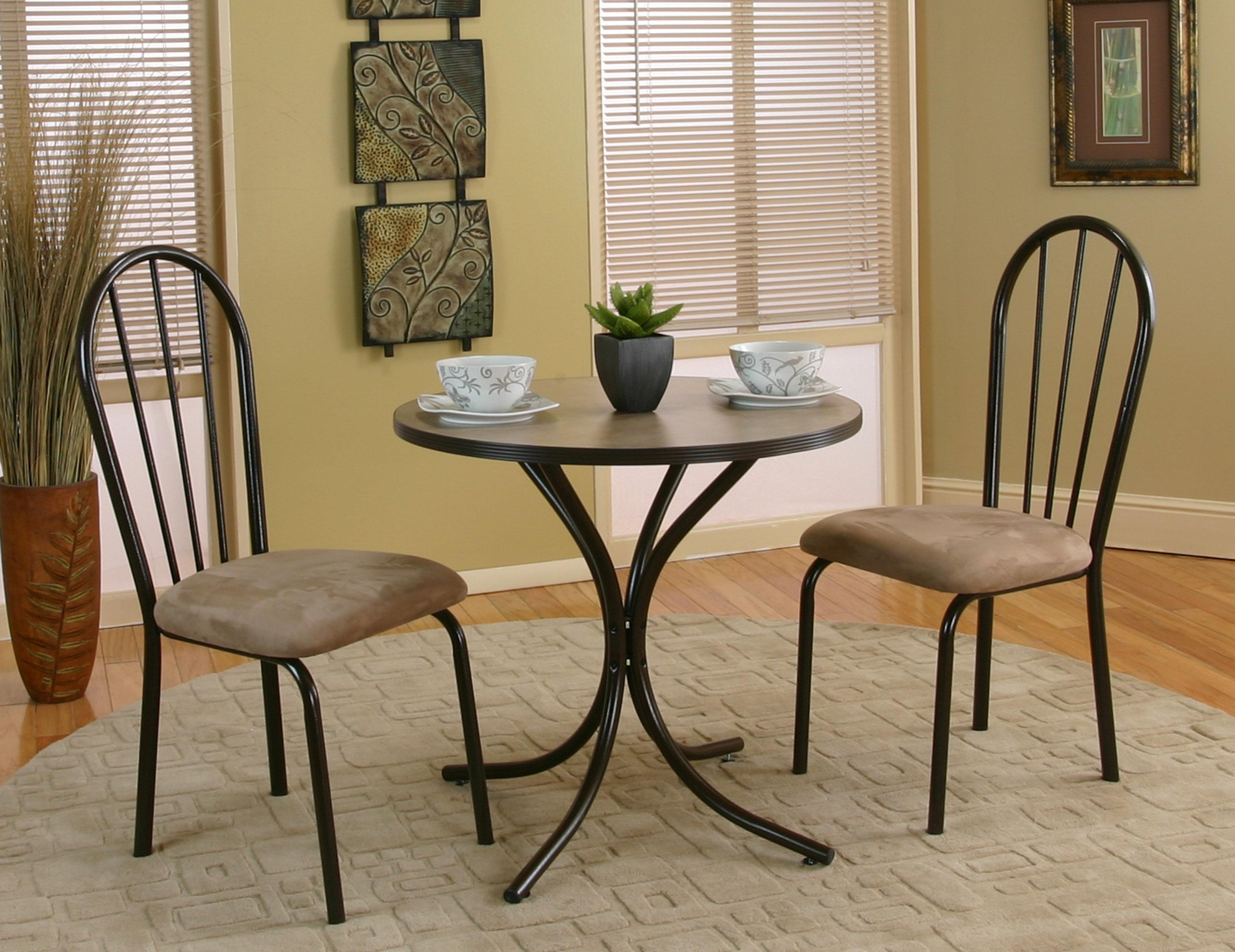 Cramco Inc Linen 3 Piece Beige Round Table With Java Cappacino Cramco Inc Linen 3 Piece Beige Round Table With Java Cappacino Microsuede Side Chairs Wayside Furniture Dining Set