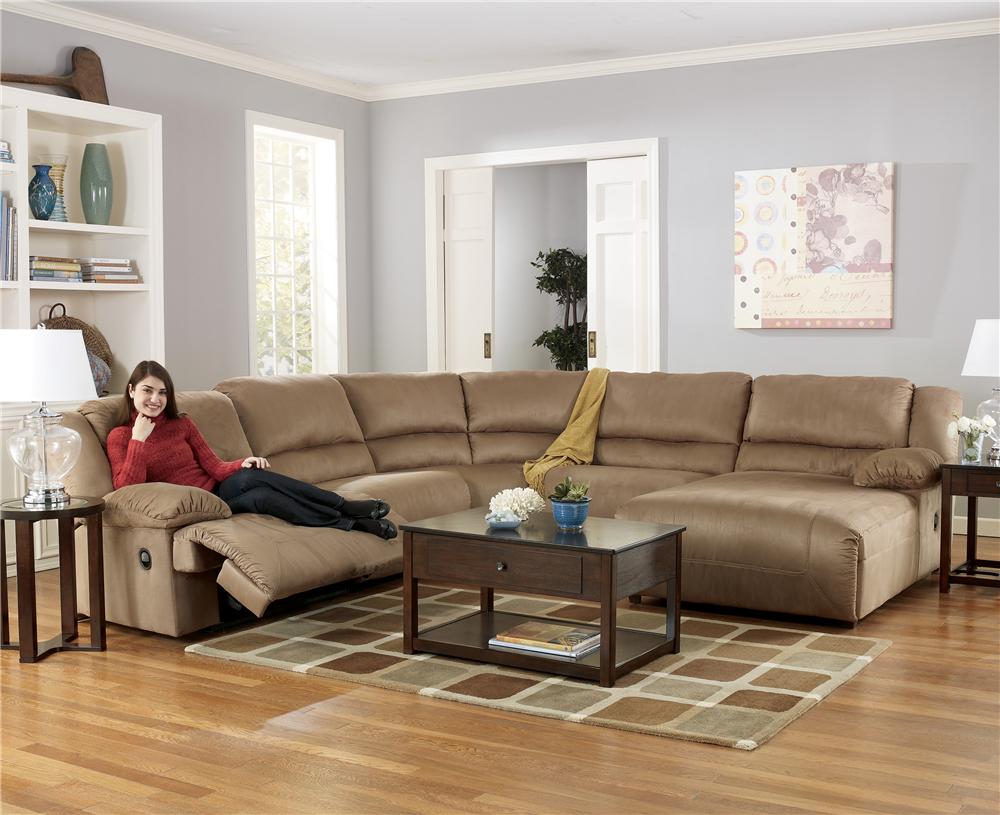 Signature Design By Ashley Hogan Mocha 5 Piece Motion Sectional Signature Design By Ashley Hogan Mocha 5 Piece Motion Sectional With Right Chaise A1 Furniture Mattress Reclining Sofa