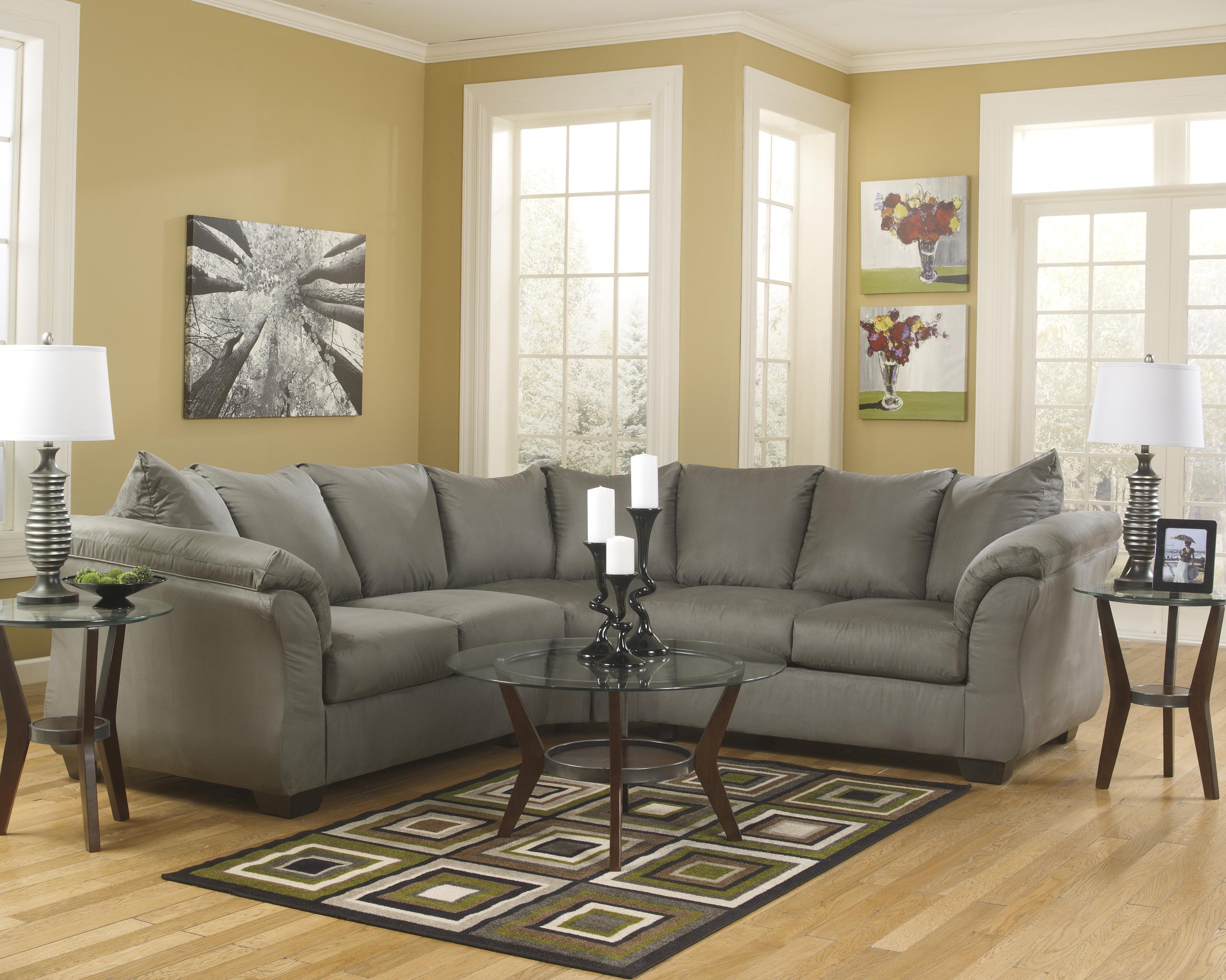 Signature Design By Ashley Darcy Cobblestone Contemporary Signature Design By Ashley Darcy Cobblestone Contemporary Sectional Sofa With Sweeping Pillow Arms Furniture Fair North Carolina Sofas