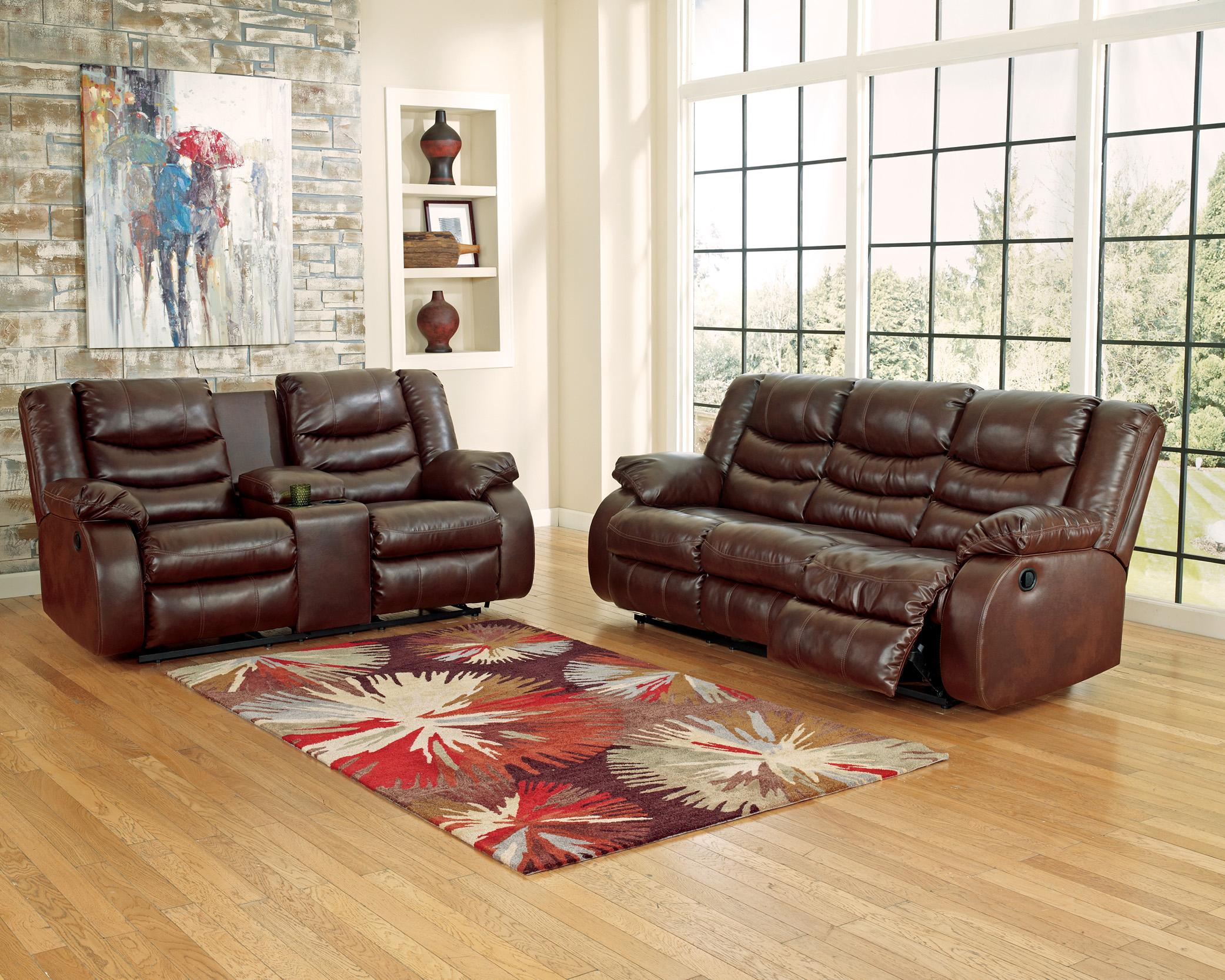 Benchcraft by Ashley Linebacker DuraBlend - Espresso Contemporary Reclining Sofa with Pillow Arms | A1 Furniture u0026 Mattress | Reclining Sofa