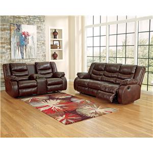 Benchcraft Linebacker DuraBlend - Espresso Reclining Living Room Group