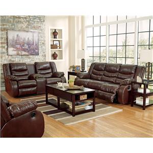 Benchcraft Linebacker DuraBlend - Espresso Reclining Living Room Group