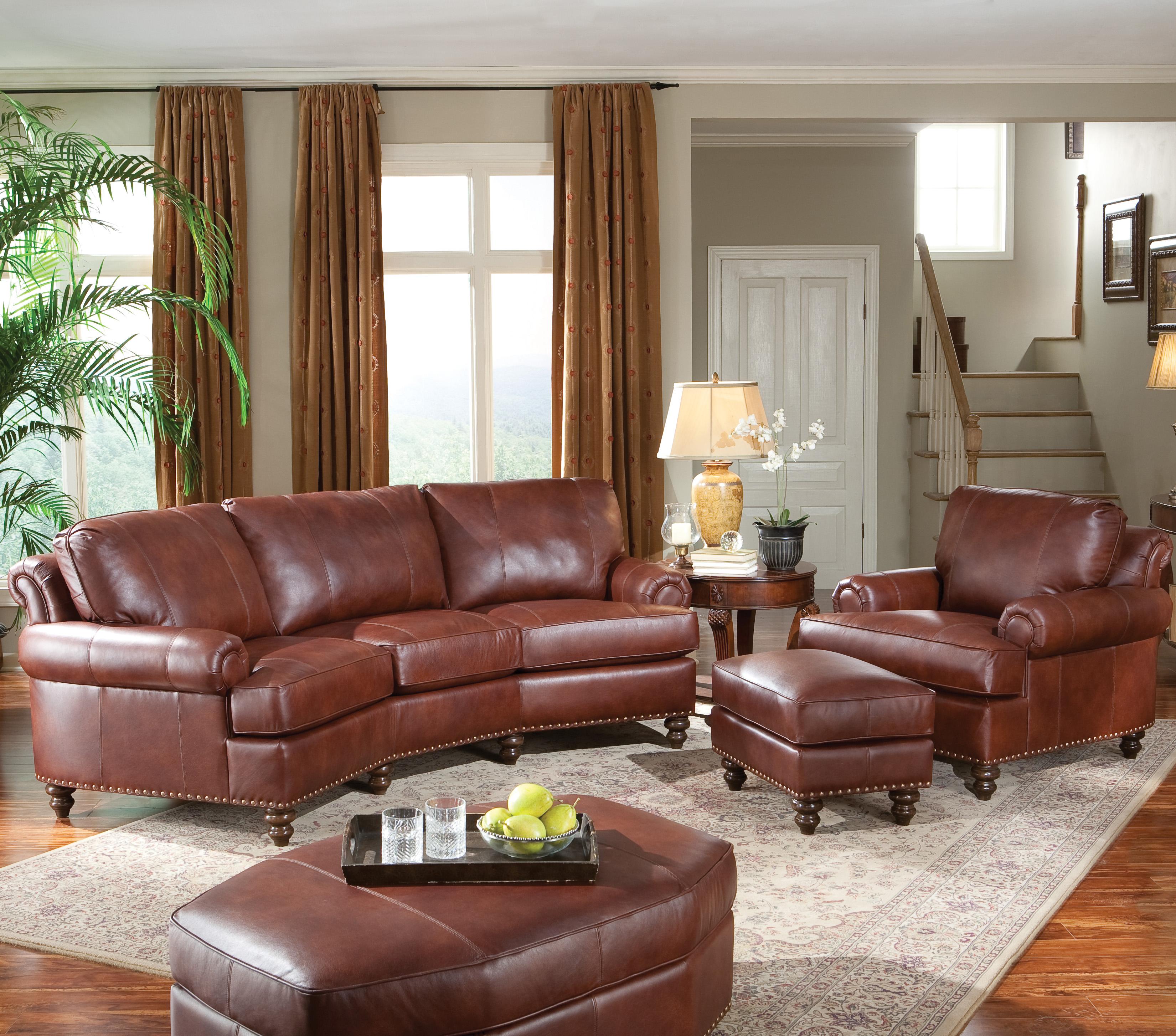 Smith Brothers 324 Leather Conversational Sofa With Nailhead Trim Smith Brothers 324 Leather