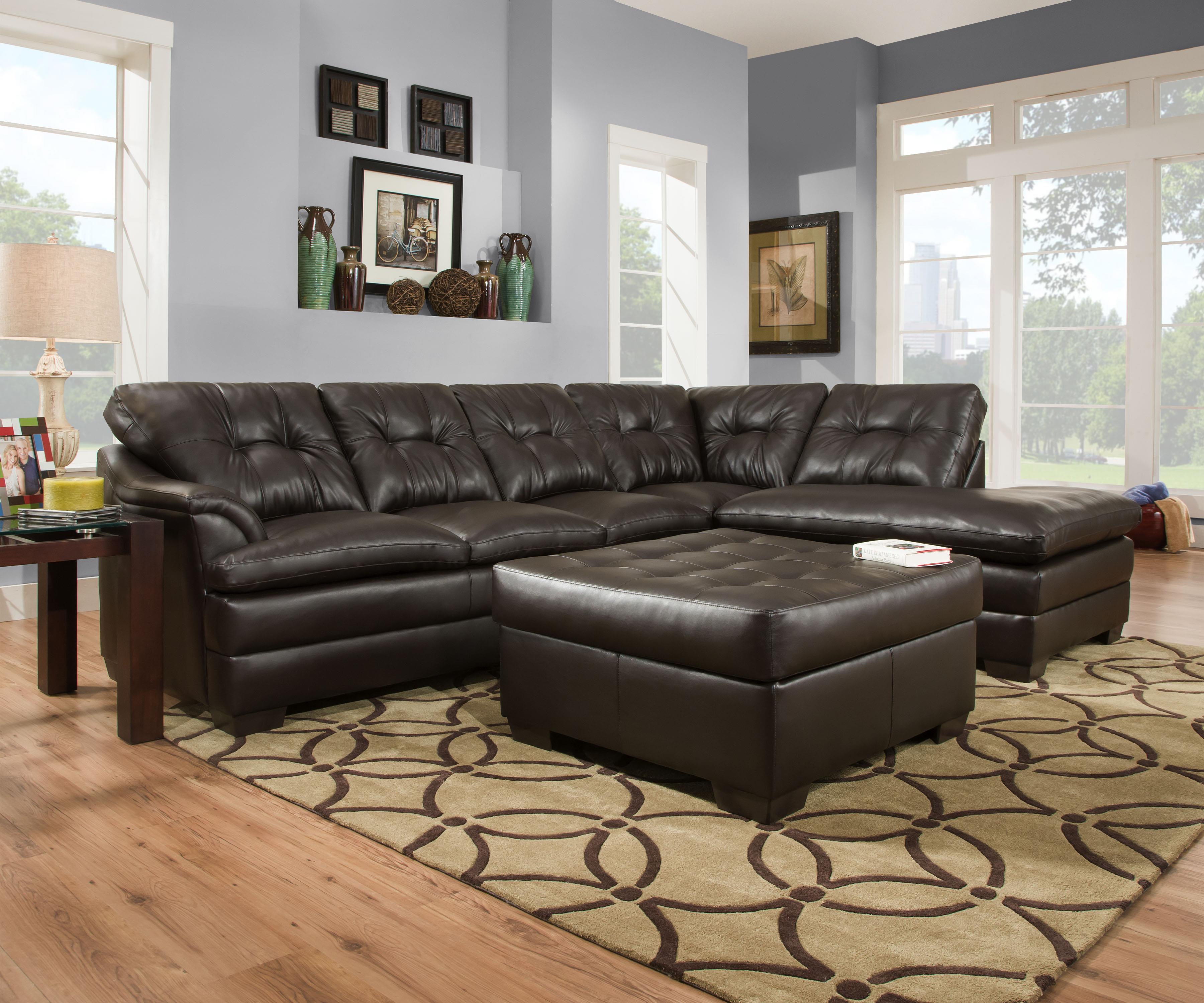 Simmons Upholstery 5122 Transitional Sectional Sofa with Tufted Back - Dunk u0026 Bright Furniture - Sectional Sofas