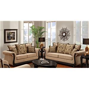 Washington Furniture 6000 Traditional Rolled Arm Sofa With Scrolled Washington Furniture 6000 Traditional Rolled Arm Sofa With Scrolled Wood Trim