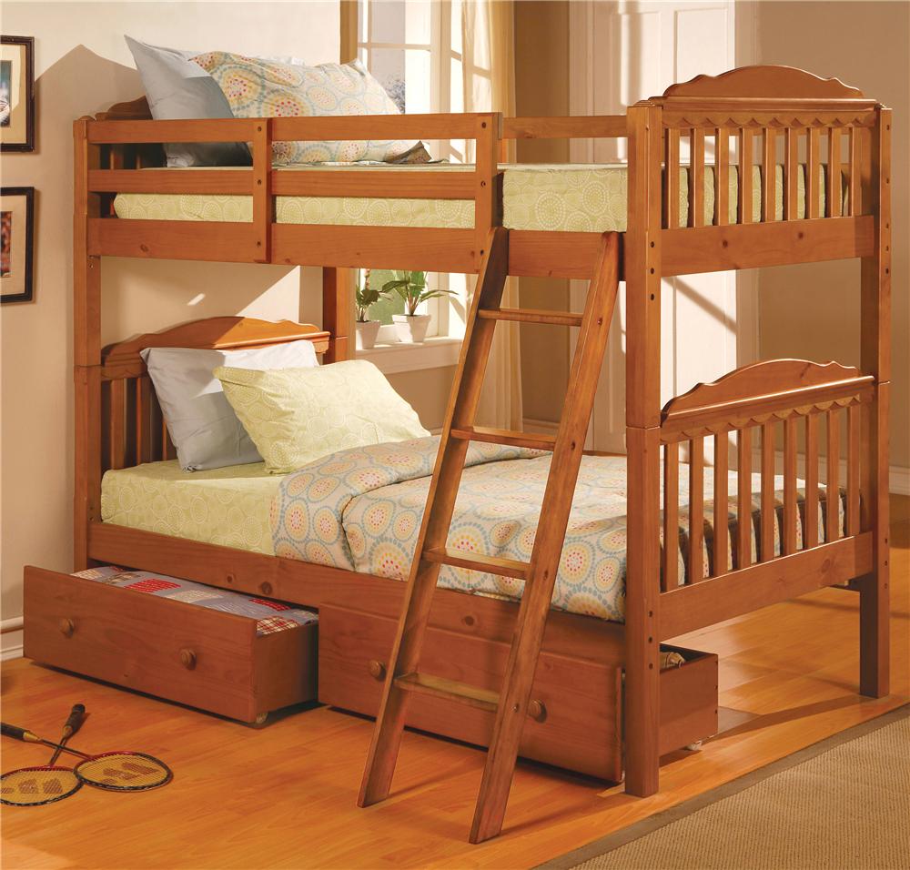 woodcrest pine ridge square post twin over twin size bunk bed - l woodcrest pine ridge square post twin over twin size bunk bed - l